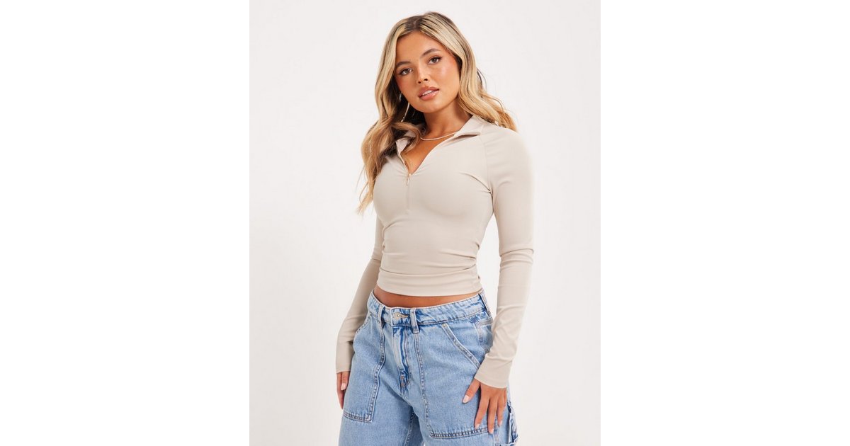 Buy Nelly Ultimate Half Zip Top - Greige