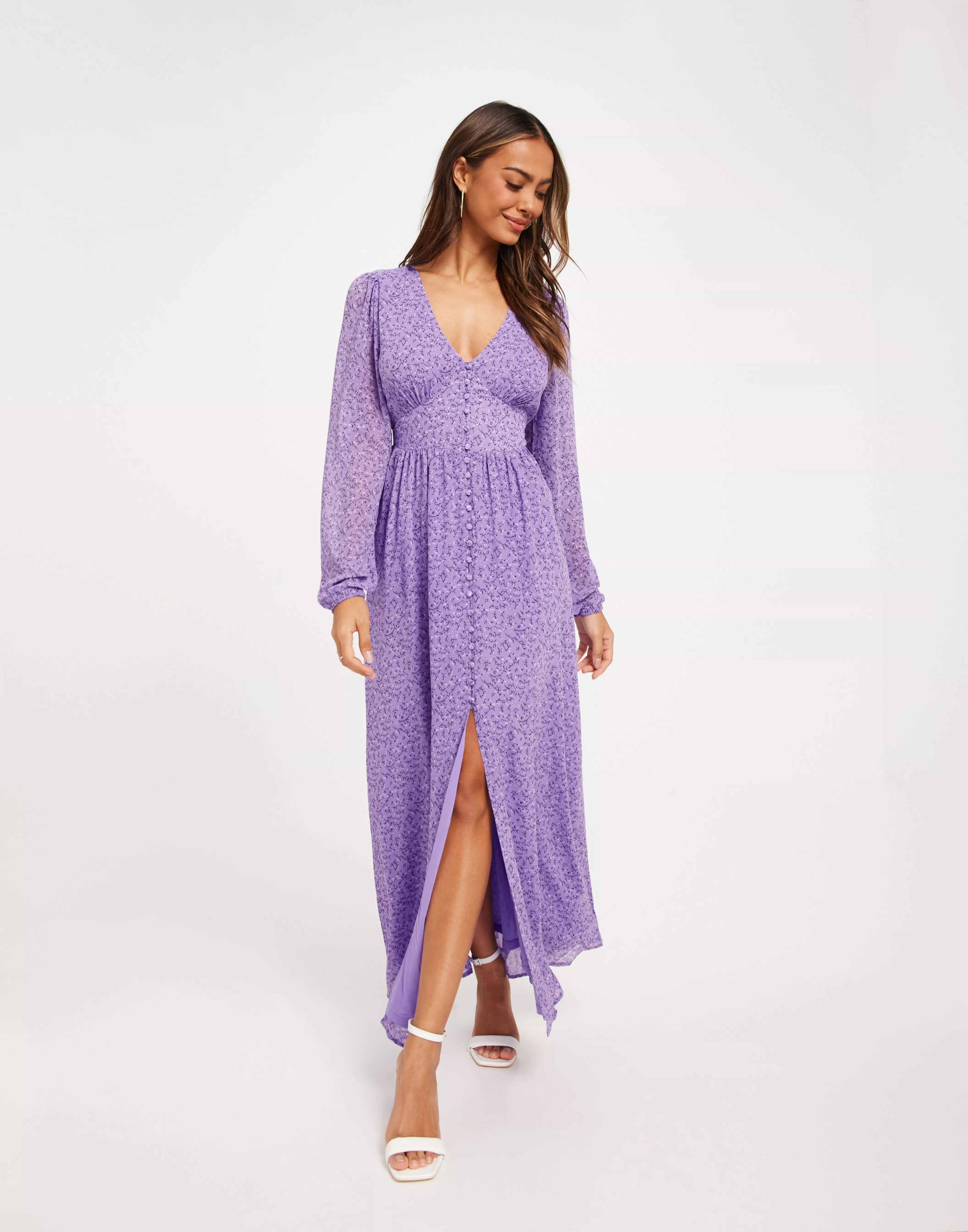 Køb Only L/S LONG DRESS PTM - Paisley Purple Alva Leaf | Nelly.com