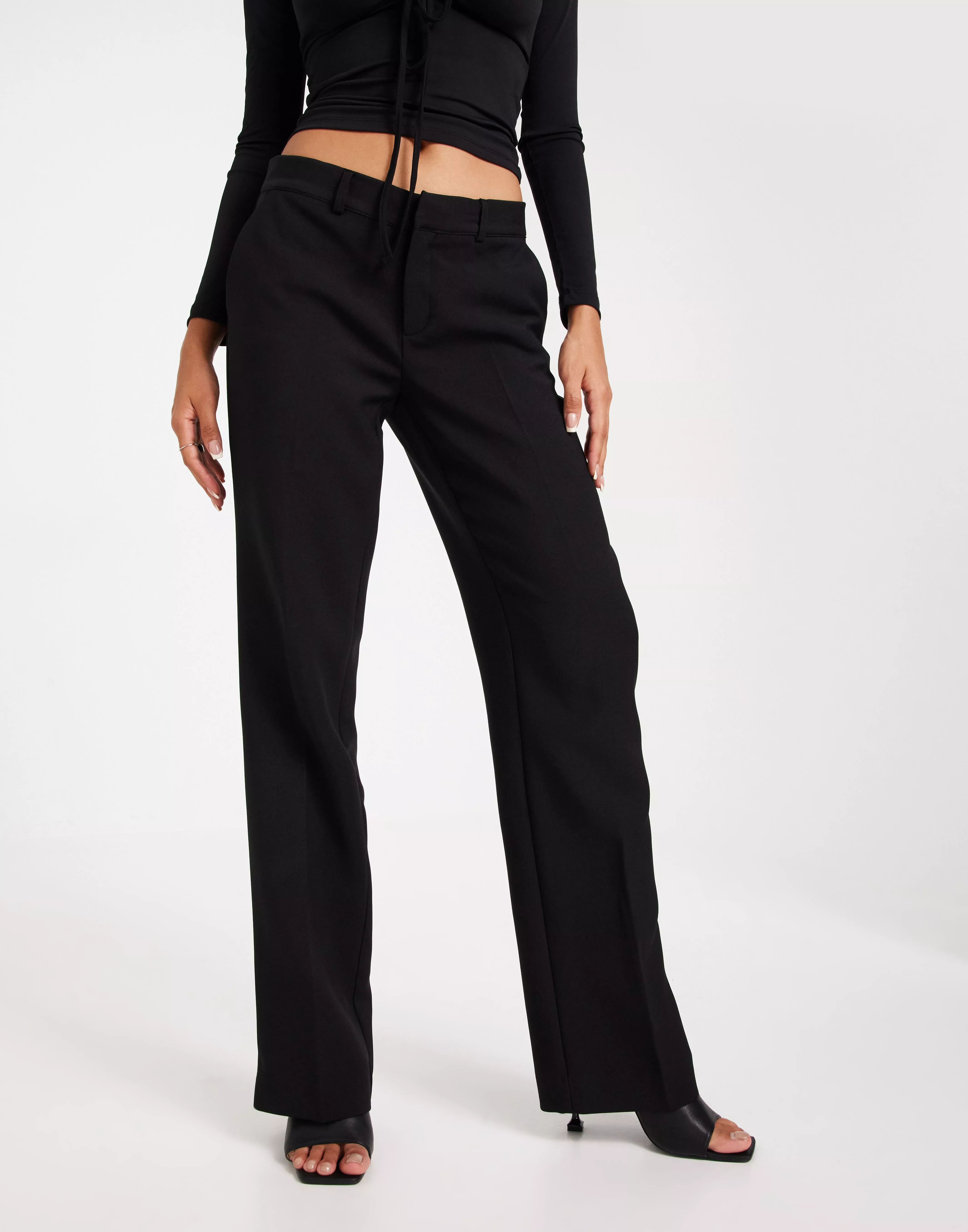 Buy Nelly Low Waist Straight Leg Pants - Black