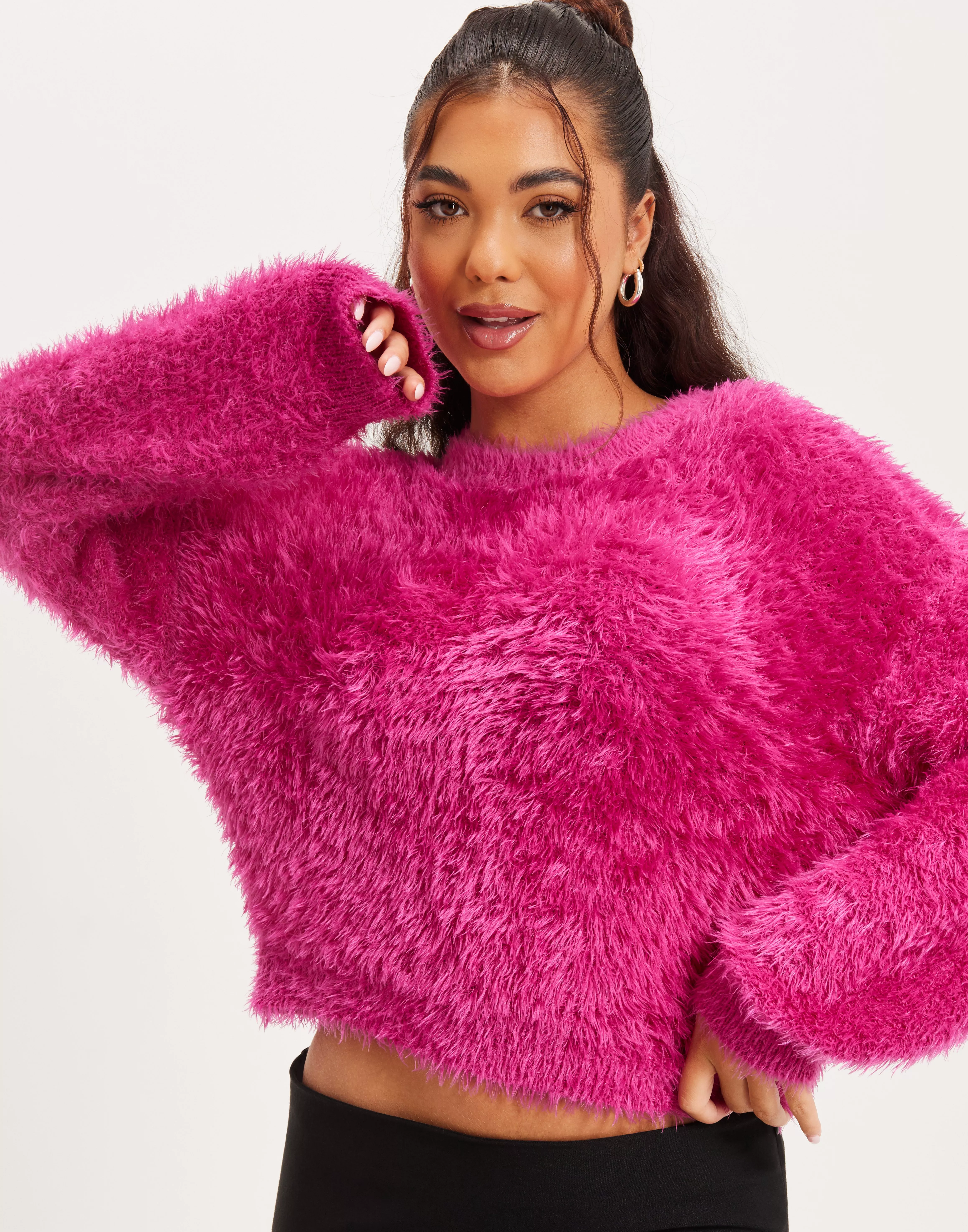 Pink fuzzy outlet pullover