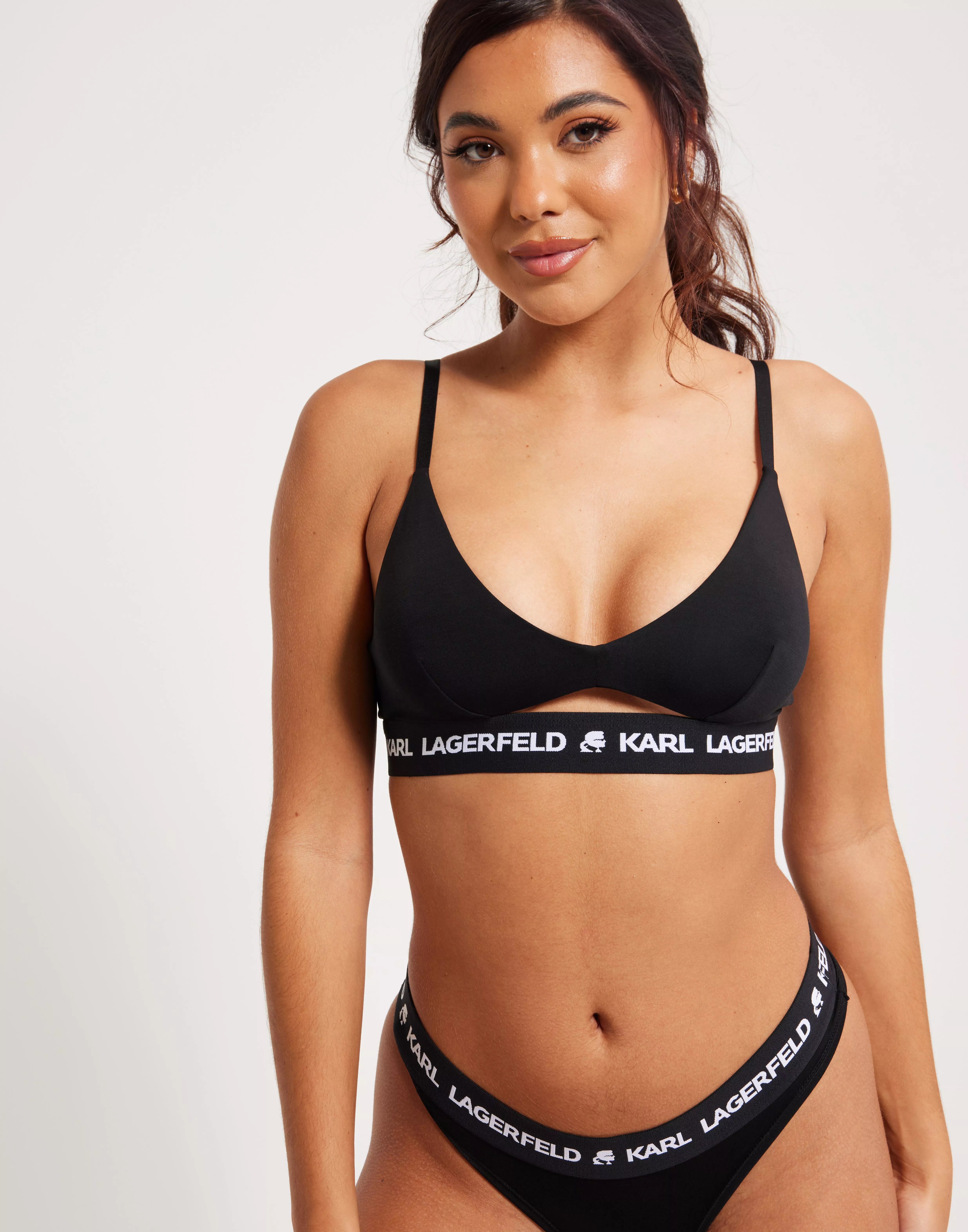 Black Peephole Bra 3 Piece Lingerie Set