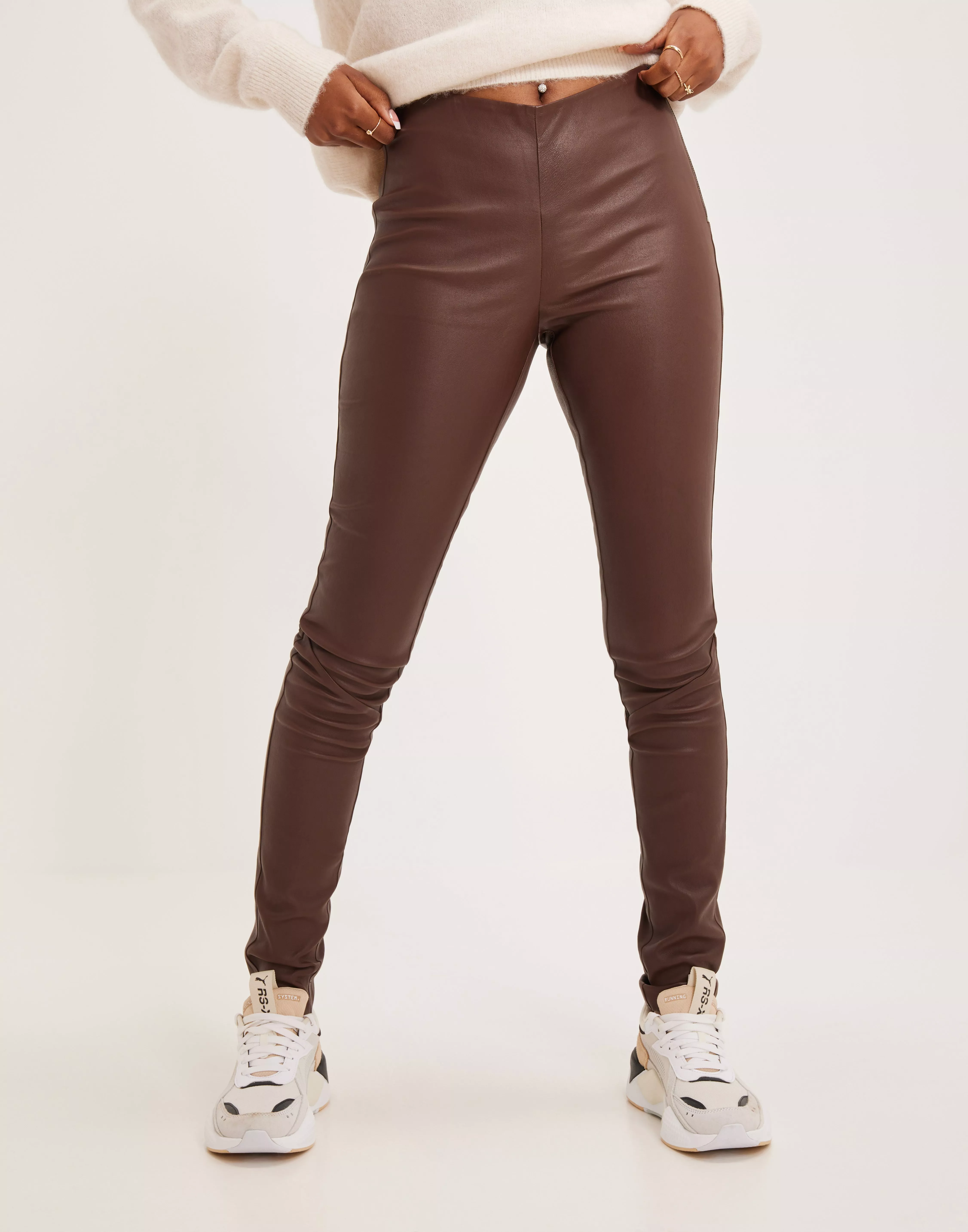 Buy Y.A.S YASZEBA STRETCH LEATHER LEGGING COL - Chestnut