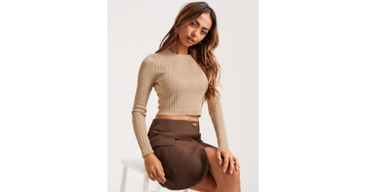 Buy Only ONLLUXE LS CROP PULLOVER KNT - Frosted Almond W.Dtm