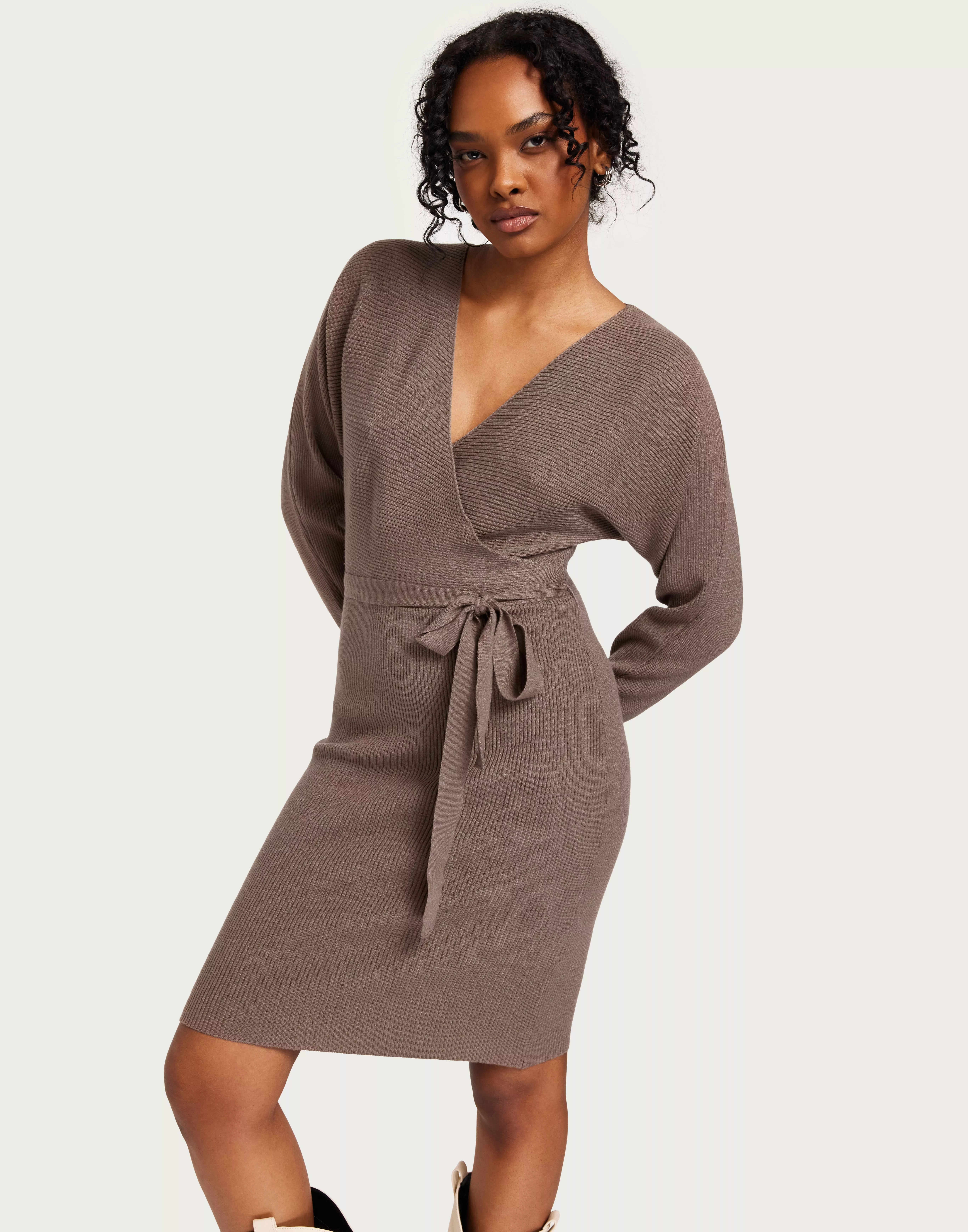 Moda Brown V-NECK - LS GA VMHOLLYREM Buy Lentil DRESS NOOS Vero