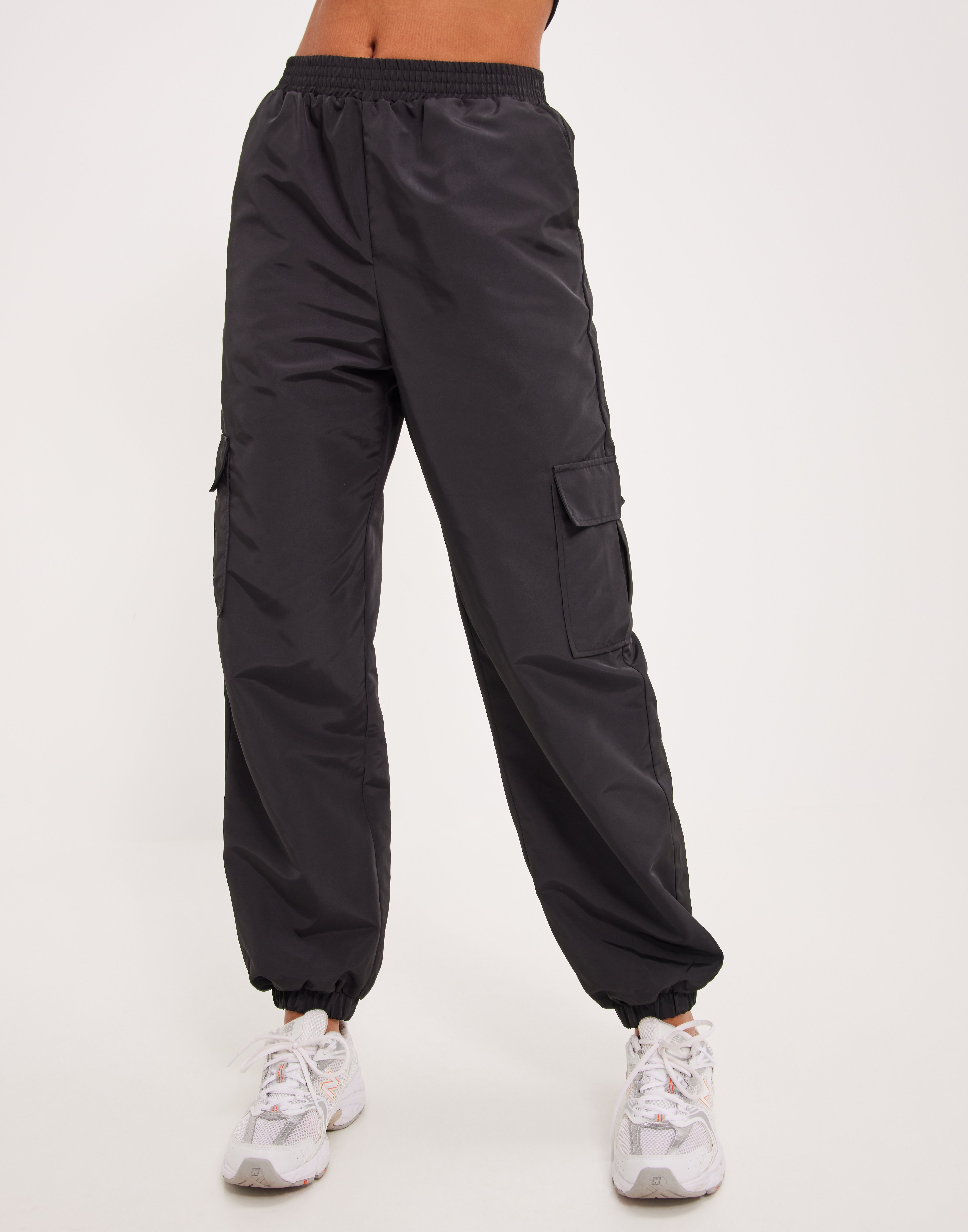 black cargo track pants