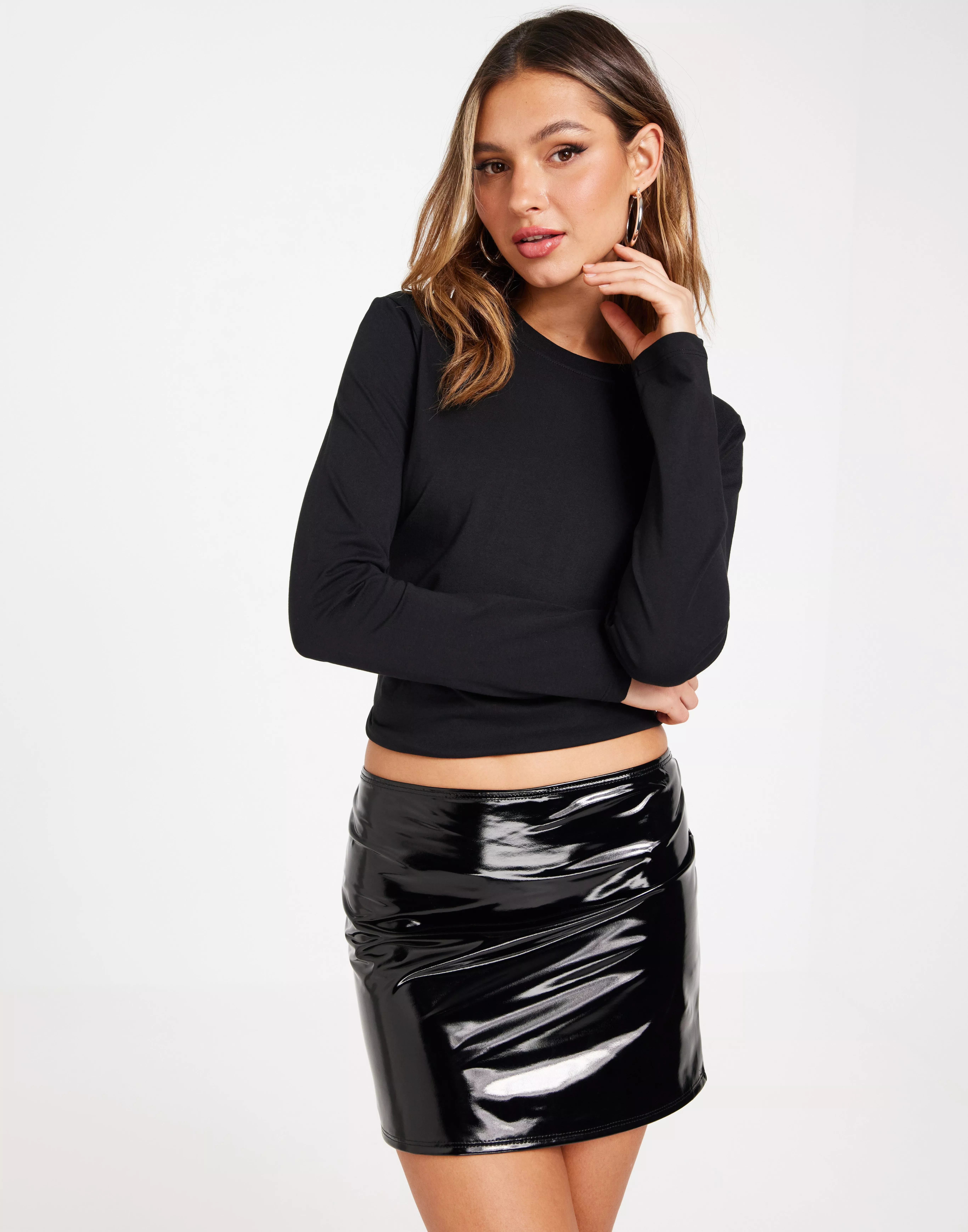 Black 2025 vinyl skirt