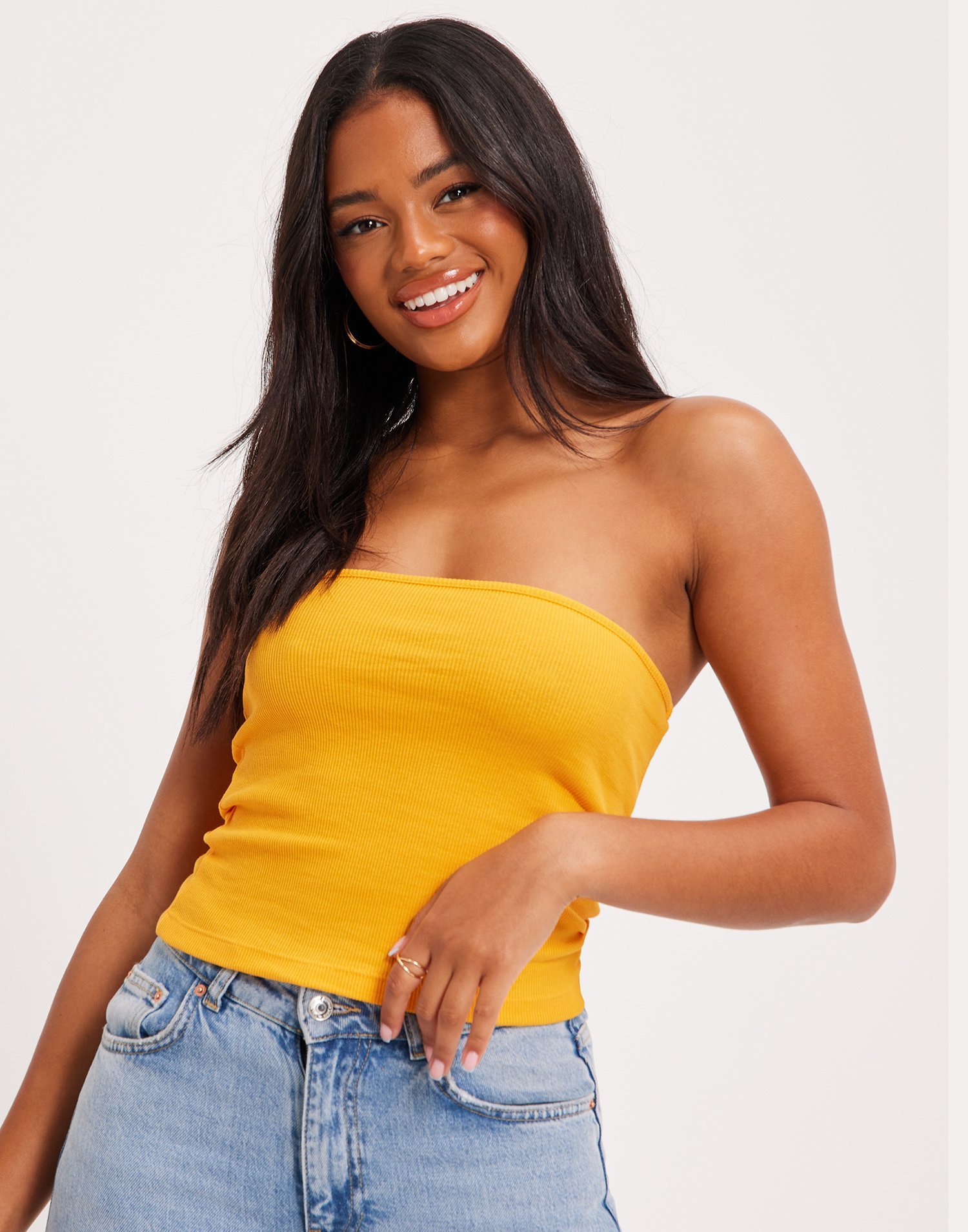mustard yellow tube top