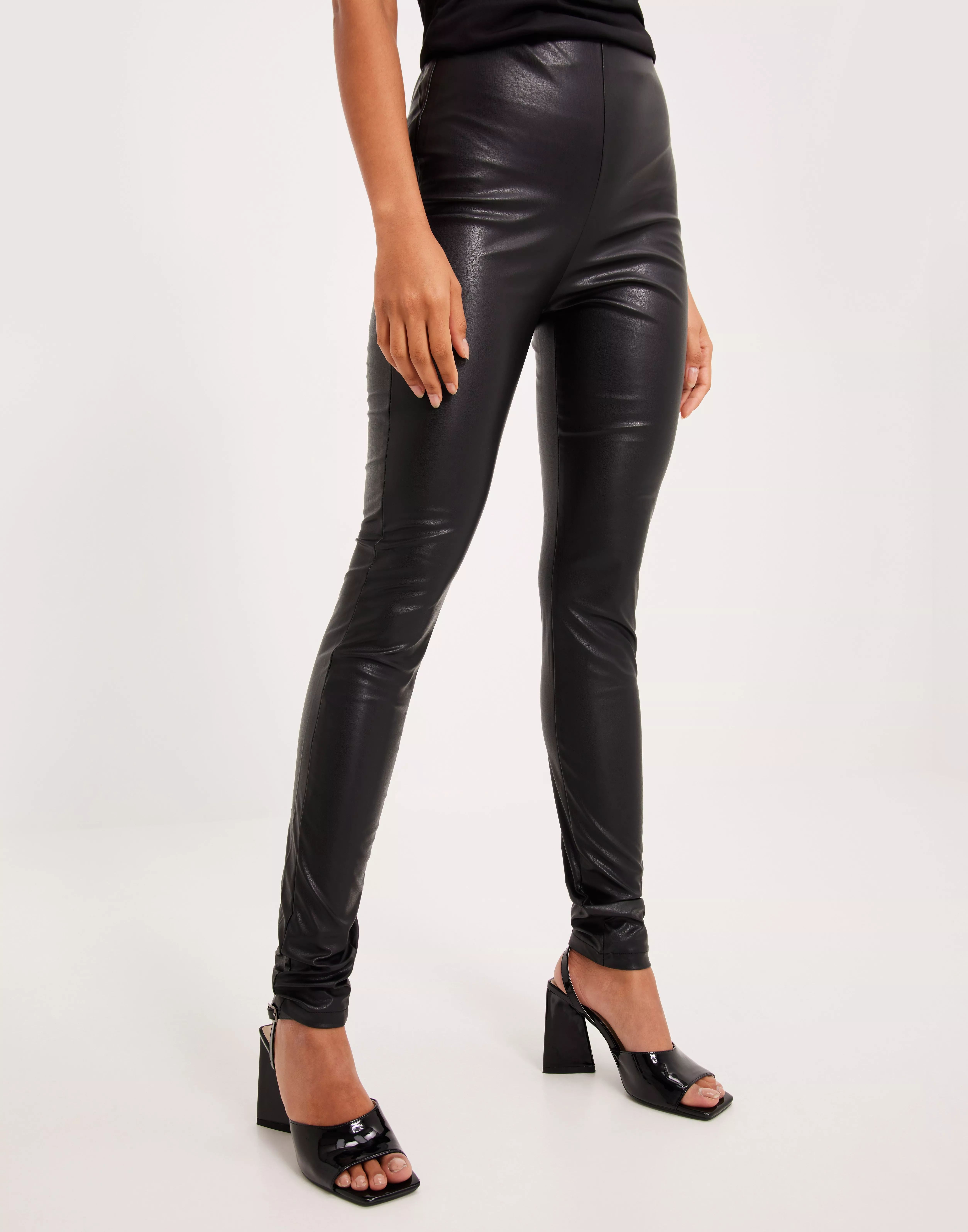 Leather-Like Flare Trousers