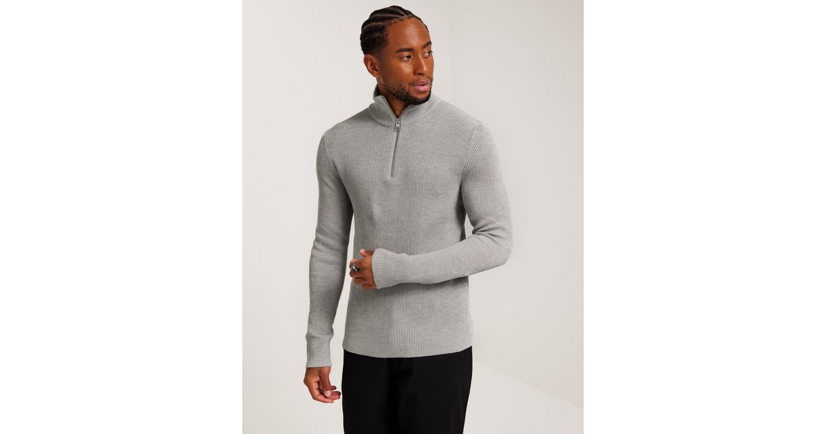 Buy Jack & Jones JPRCCPERFECT KNIT HALF ZIP SN - Cool Grey 