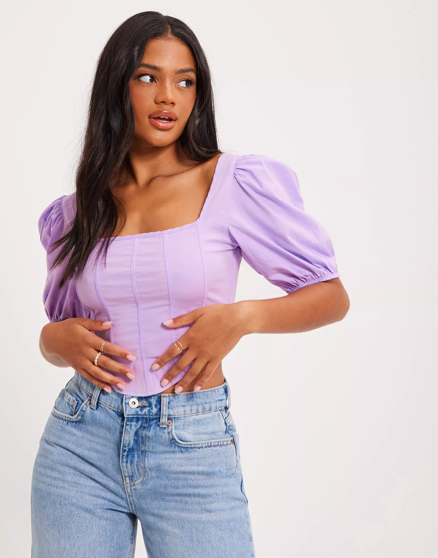 Buy Nelly Puffy Corset Top Purple Nelly