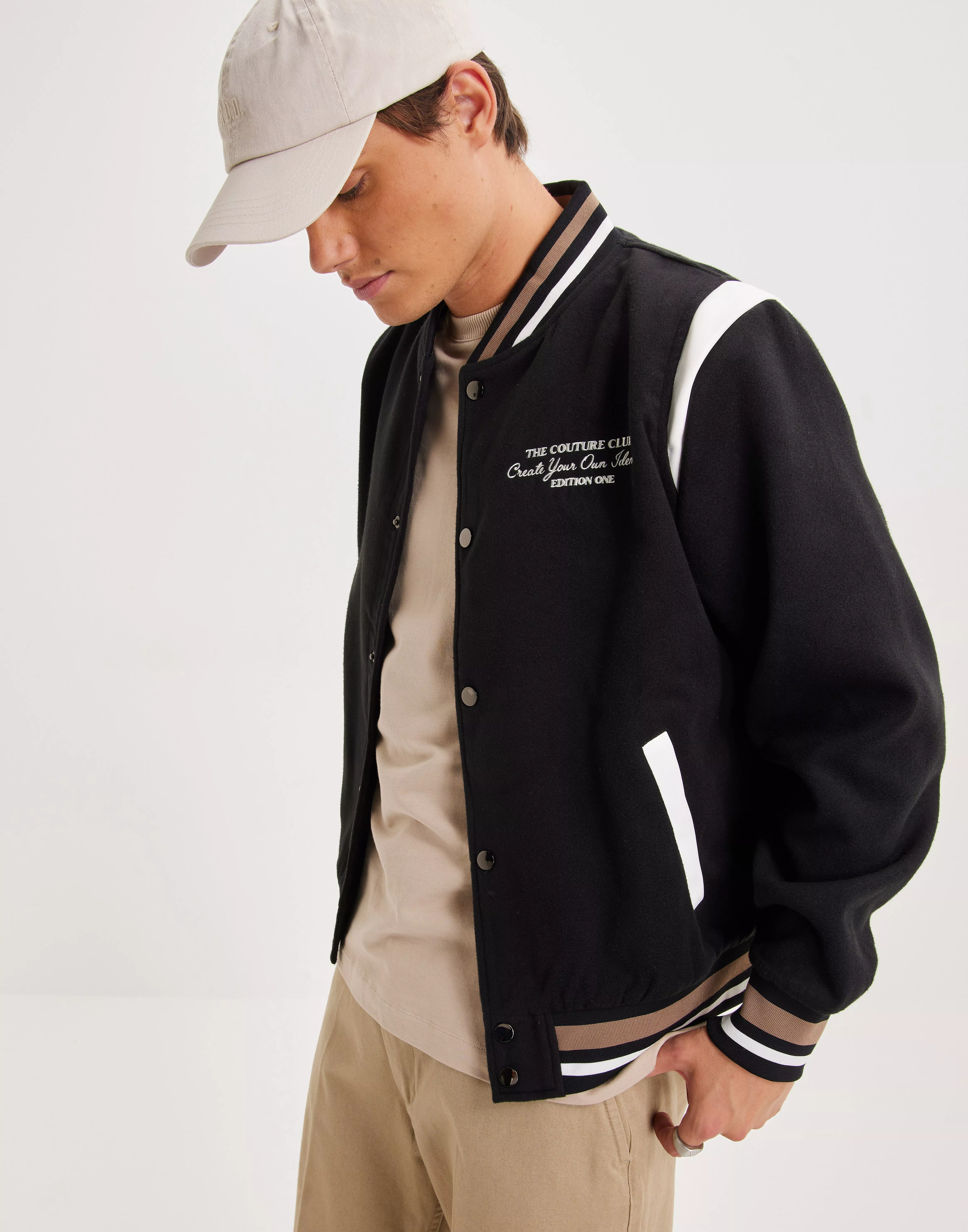 Couture Applique Varsity Bomber - Black