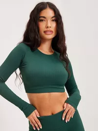 RIBBED SEAMLESS CROPPED LONG SLEEVE