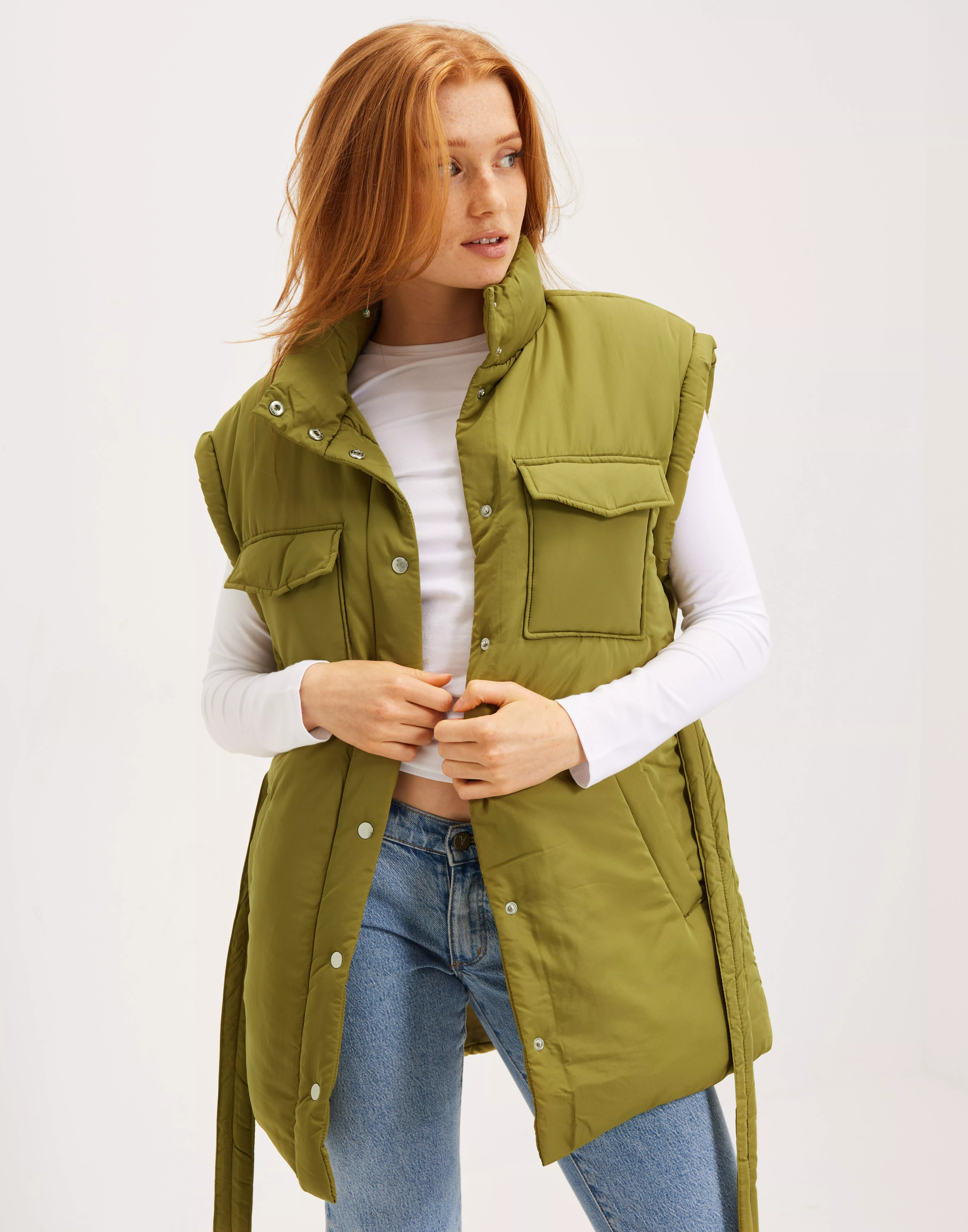 Felicia puffer jacket with on sale belt