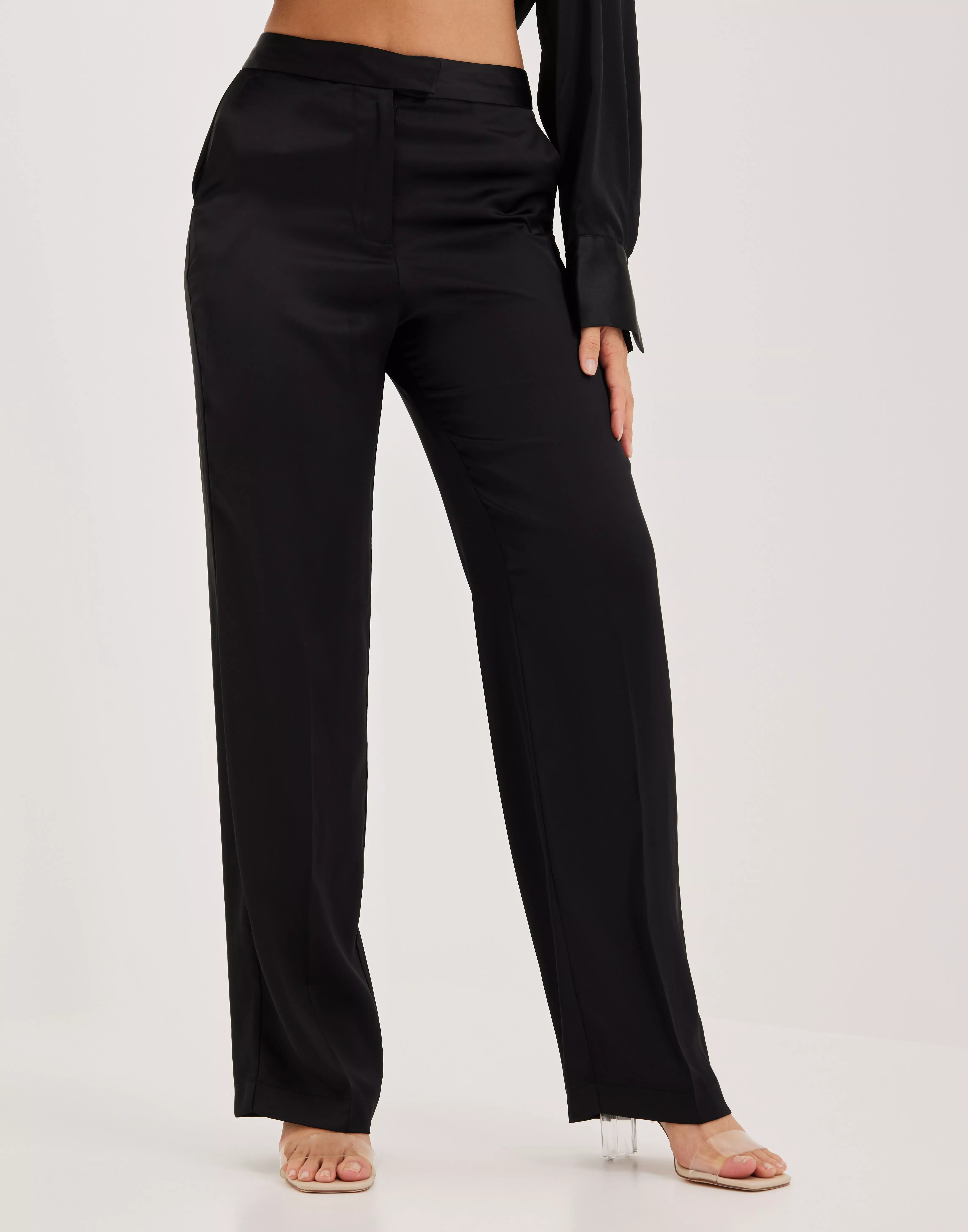 Buy JJXX JXMARY SATIN REG HW PANT - Black | Nelly.com