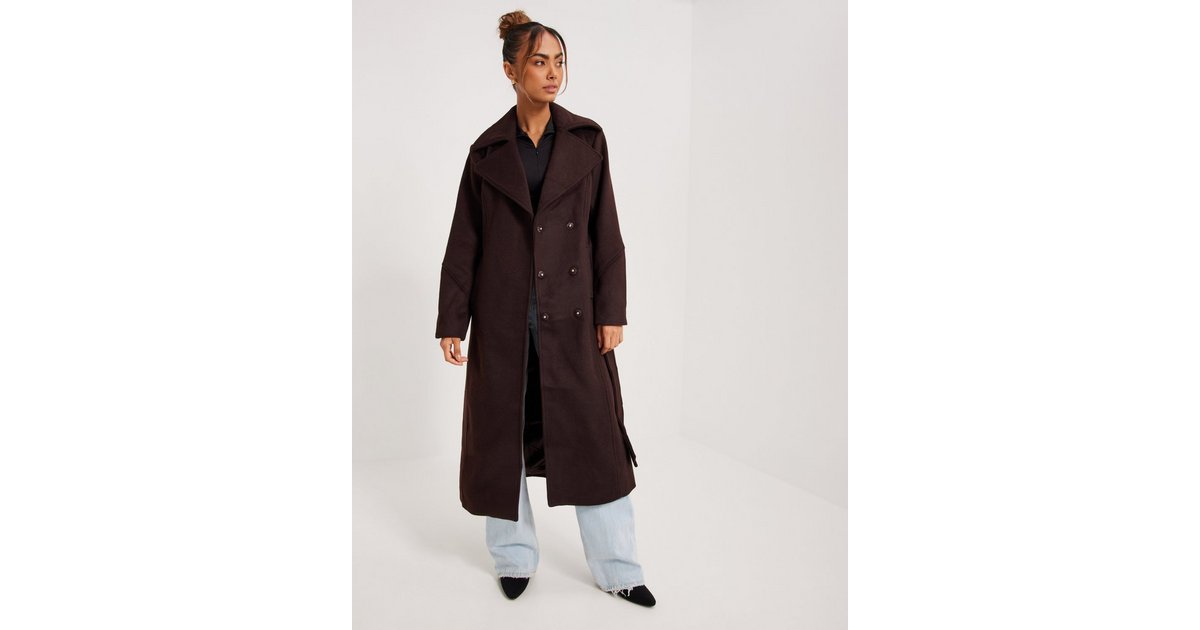 Buy Y.A.S YASDORIA LONG WOOL MIX COAT S. - Seal Brown | Nelly.com