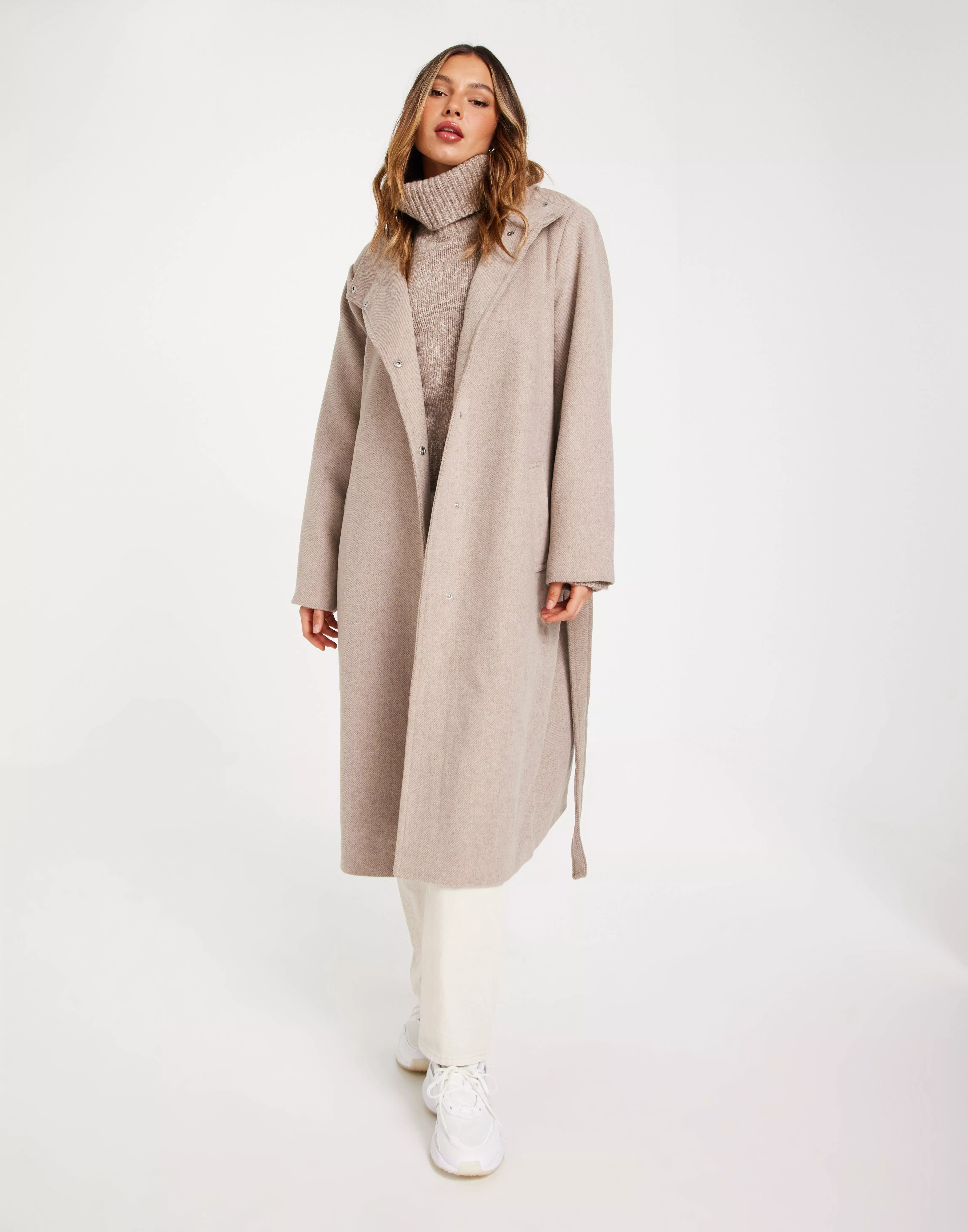 VERA COAT Vero Mink Moda VMTWODOPE Silver - Buy NO Melange GA LONG WOOL