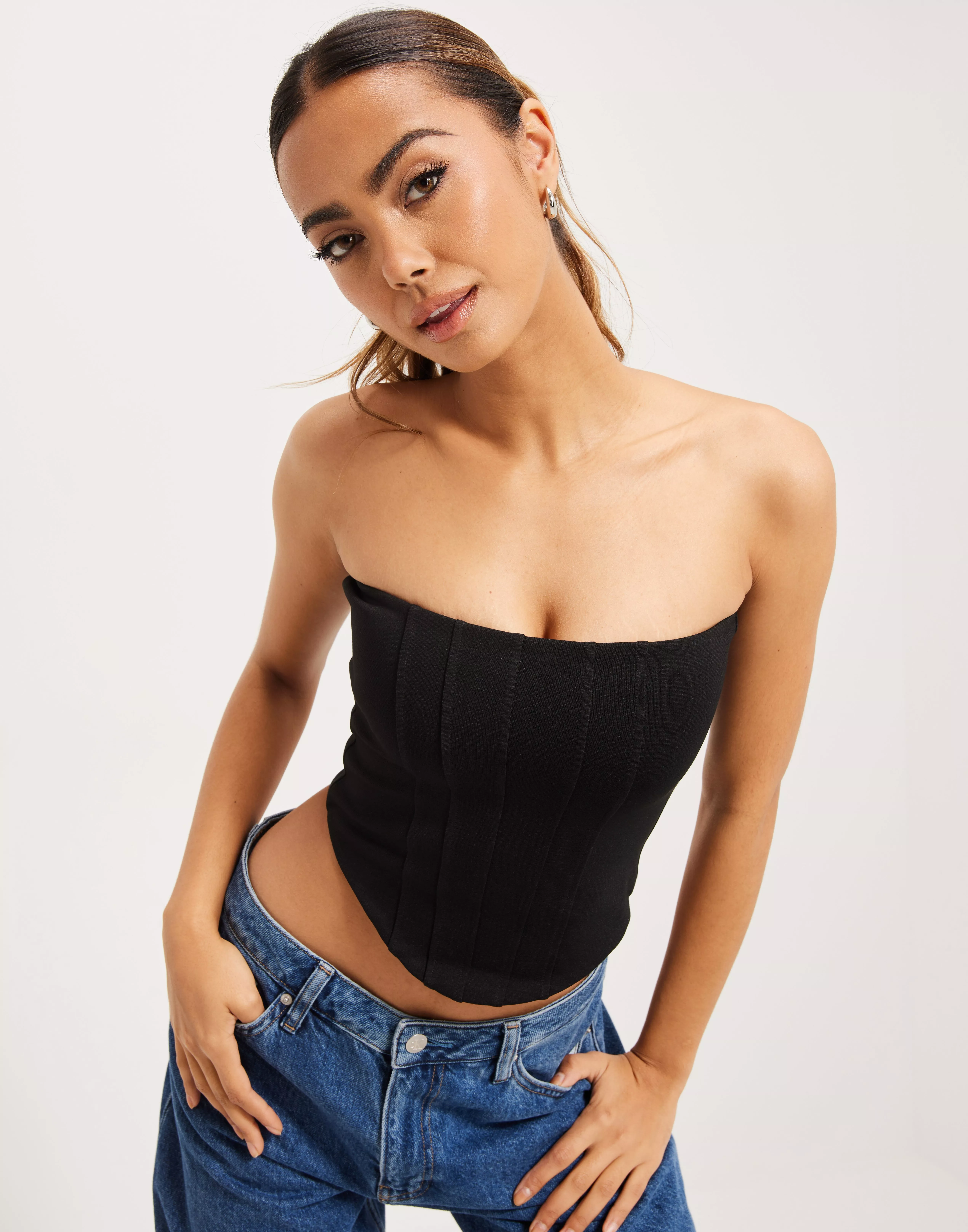 Buy Nelly Velvet Corset Top - Black