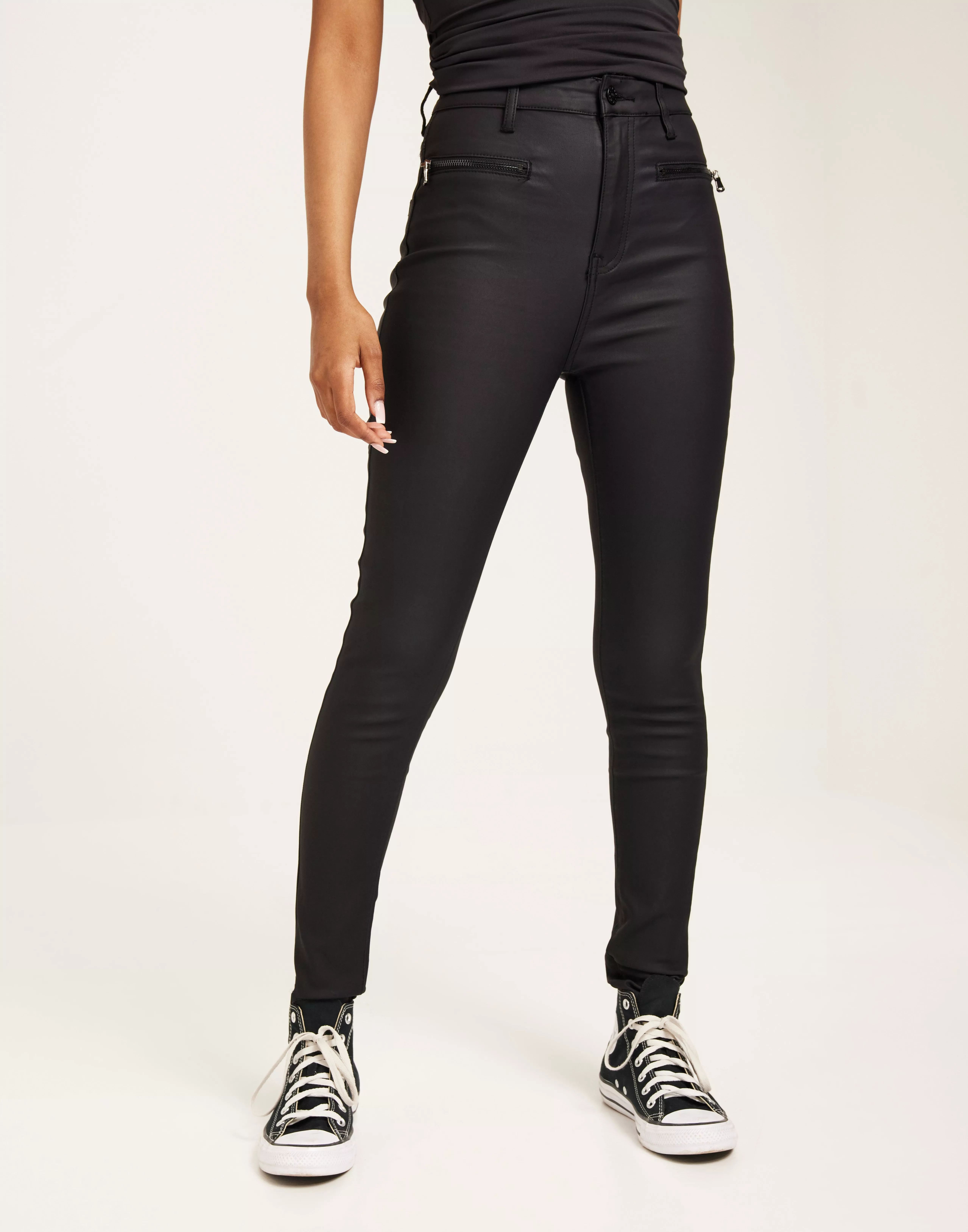 Topshop leather hot sale coated jeans