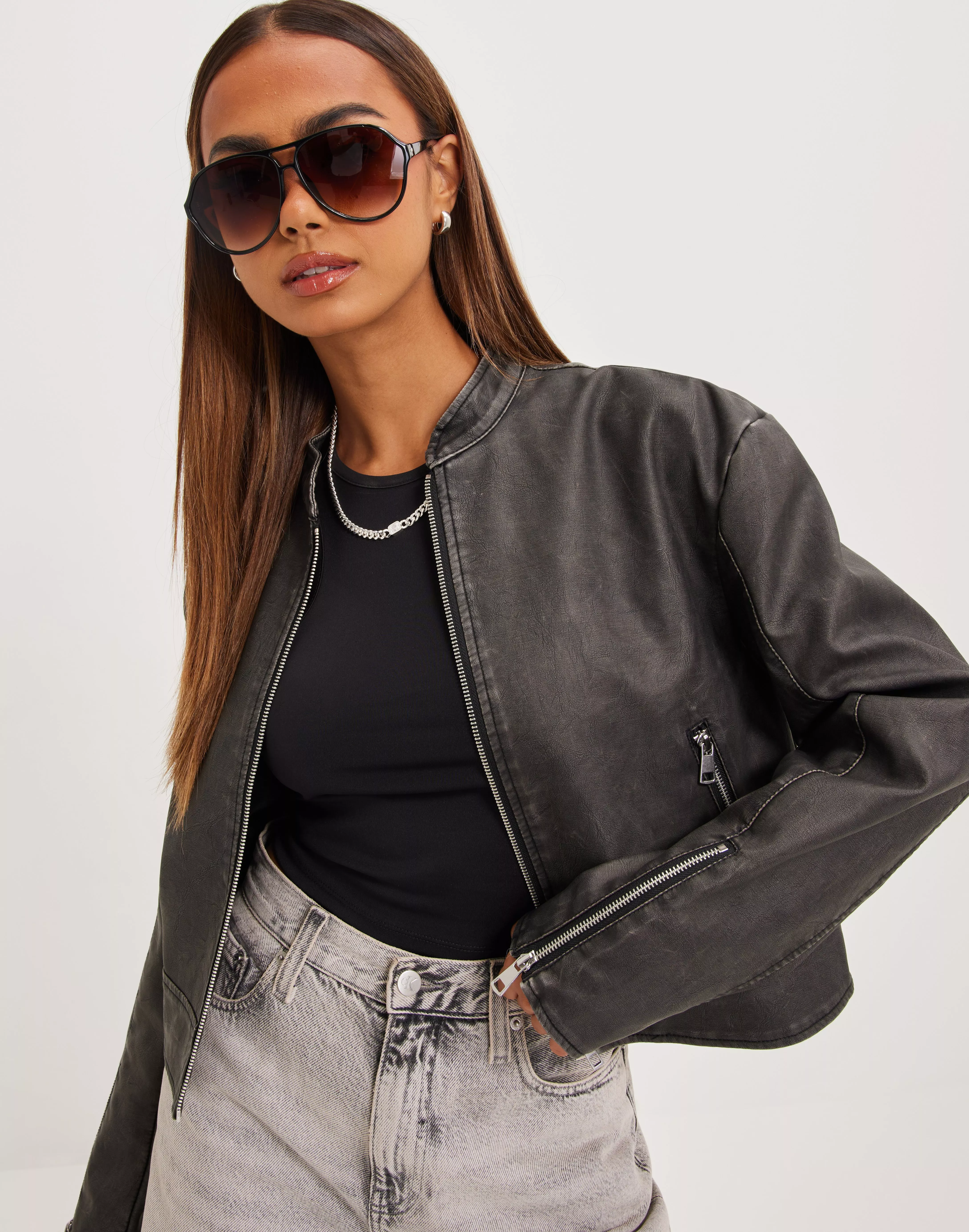 Køb Nelly Vintage PU Biker Jacket - | Nelly.com