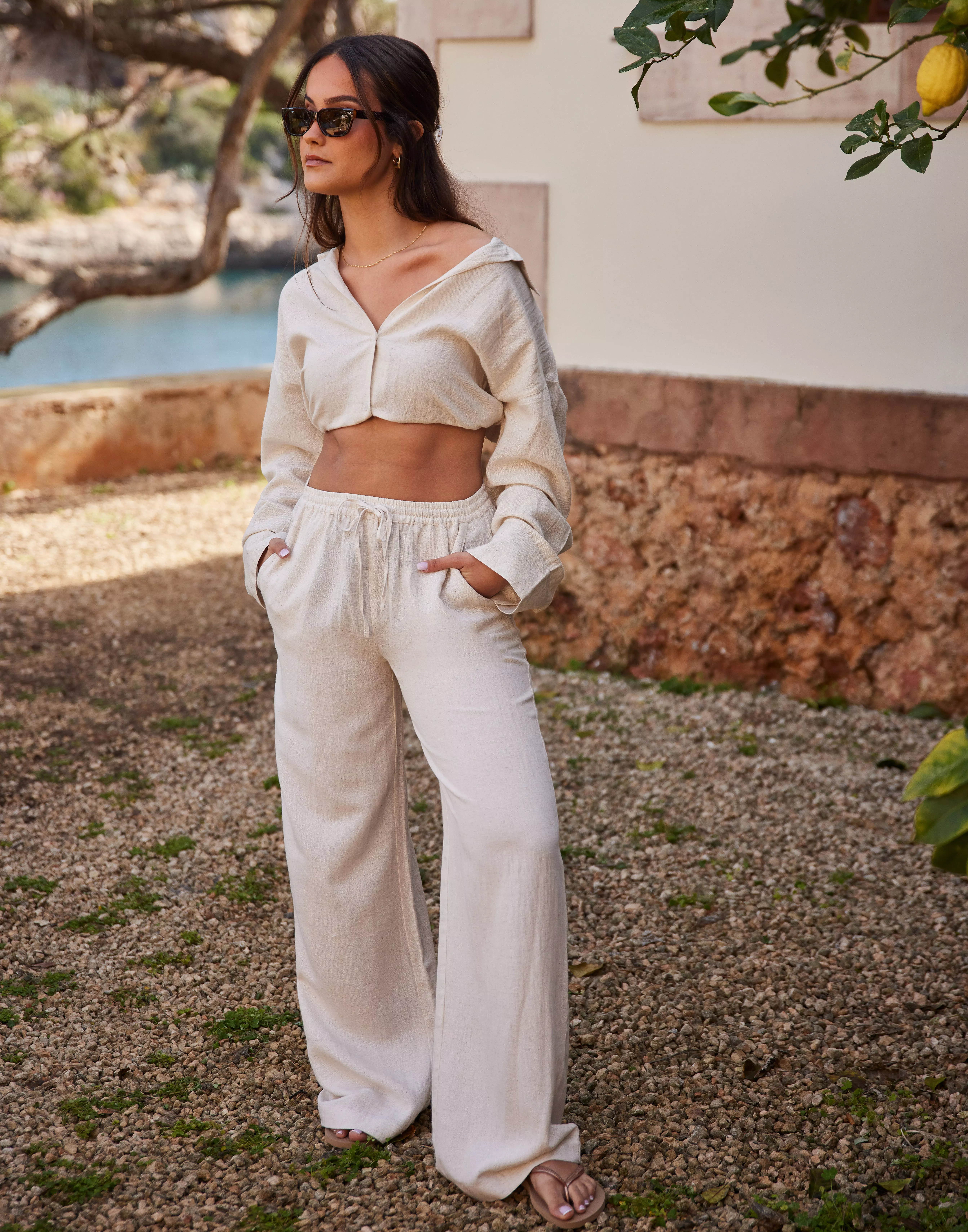 Flowy Drawstring Linen Pants