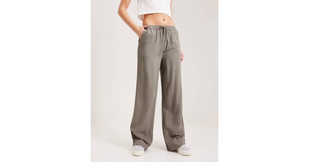 Buy Nelly Flowy Drawstring Linen Pants - Beige