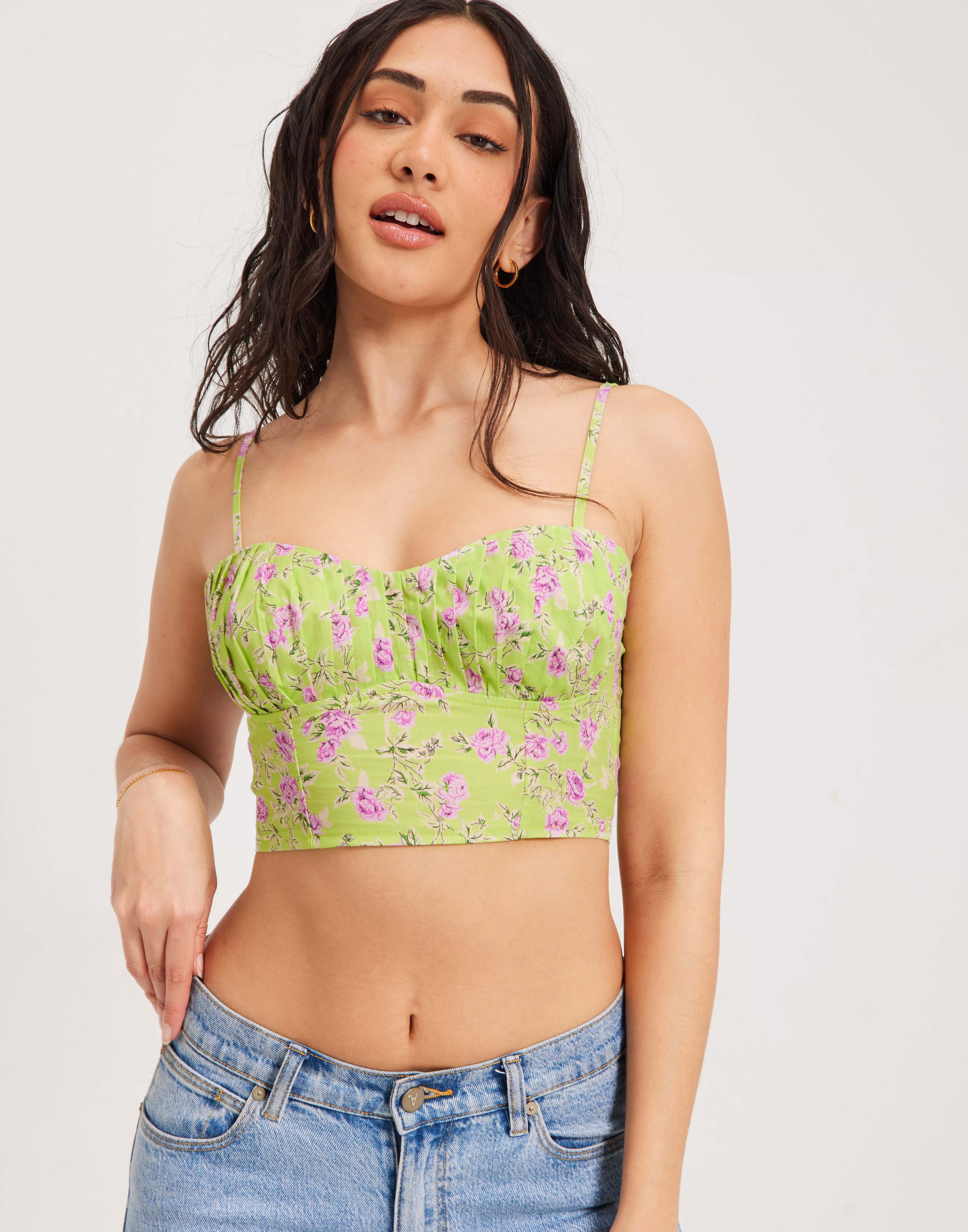 Buy Nelly Sassy Strap Corset Top - floral