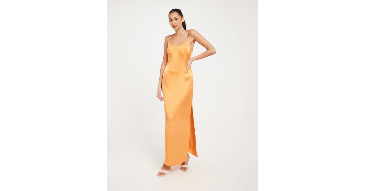 Buy Calvin Klein Jeans LOGO STRAP MIDI SLIP Orange DRESS Crushed 