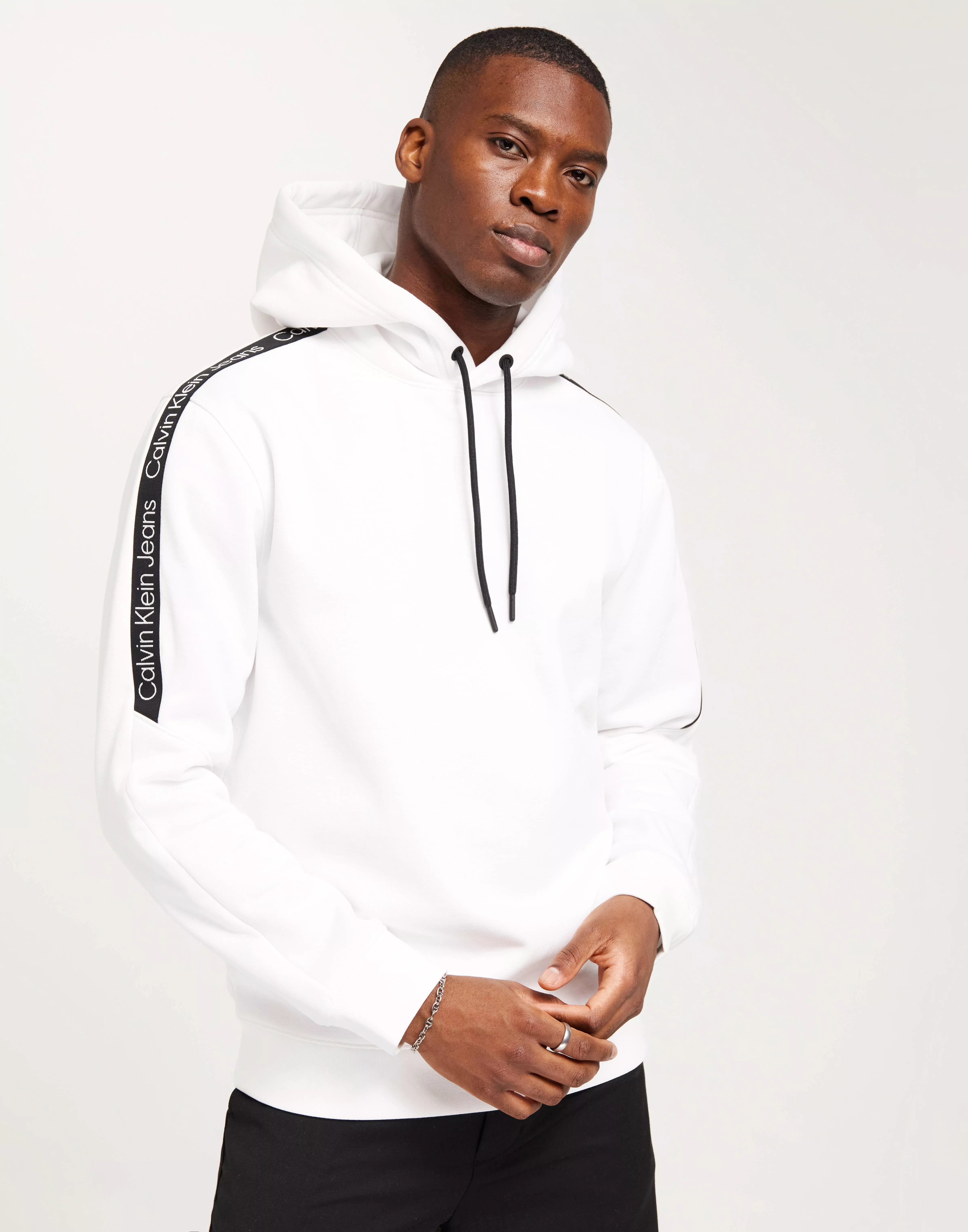 Buy Calvin - | LOGO Klein Bright Jeans TAPE HOODIE NLYMAN White