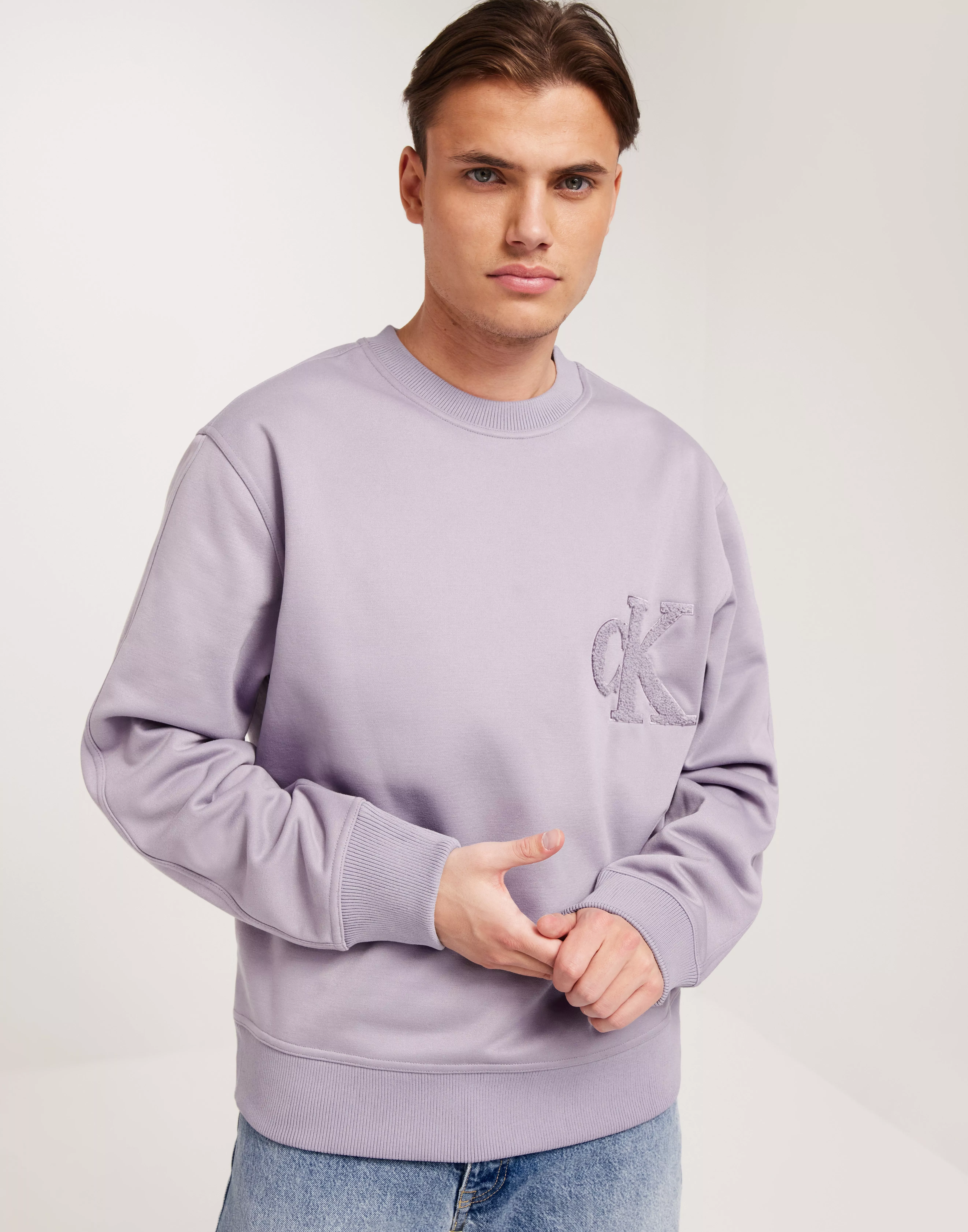 CALVIN KLEIN JEANS - Men's essential crewneck sweatshirt with embroidered  logo - Size 