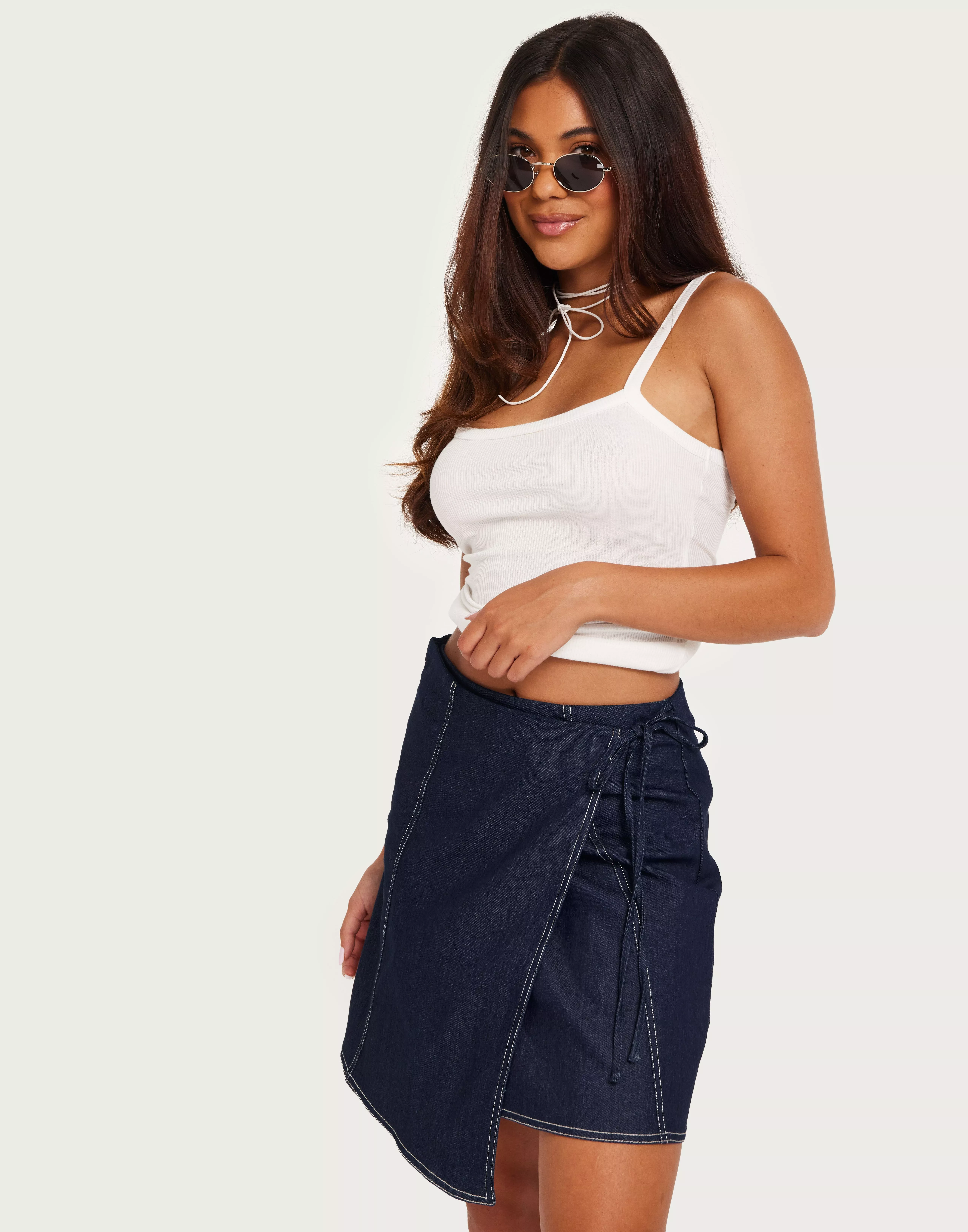 Dark denim 2024 mini wrap skirt