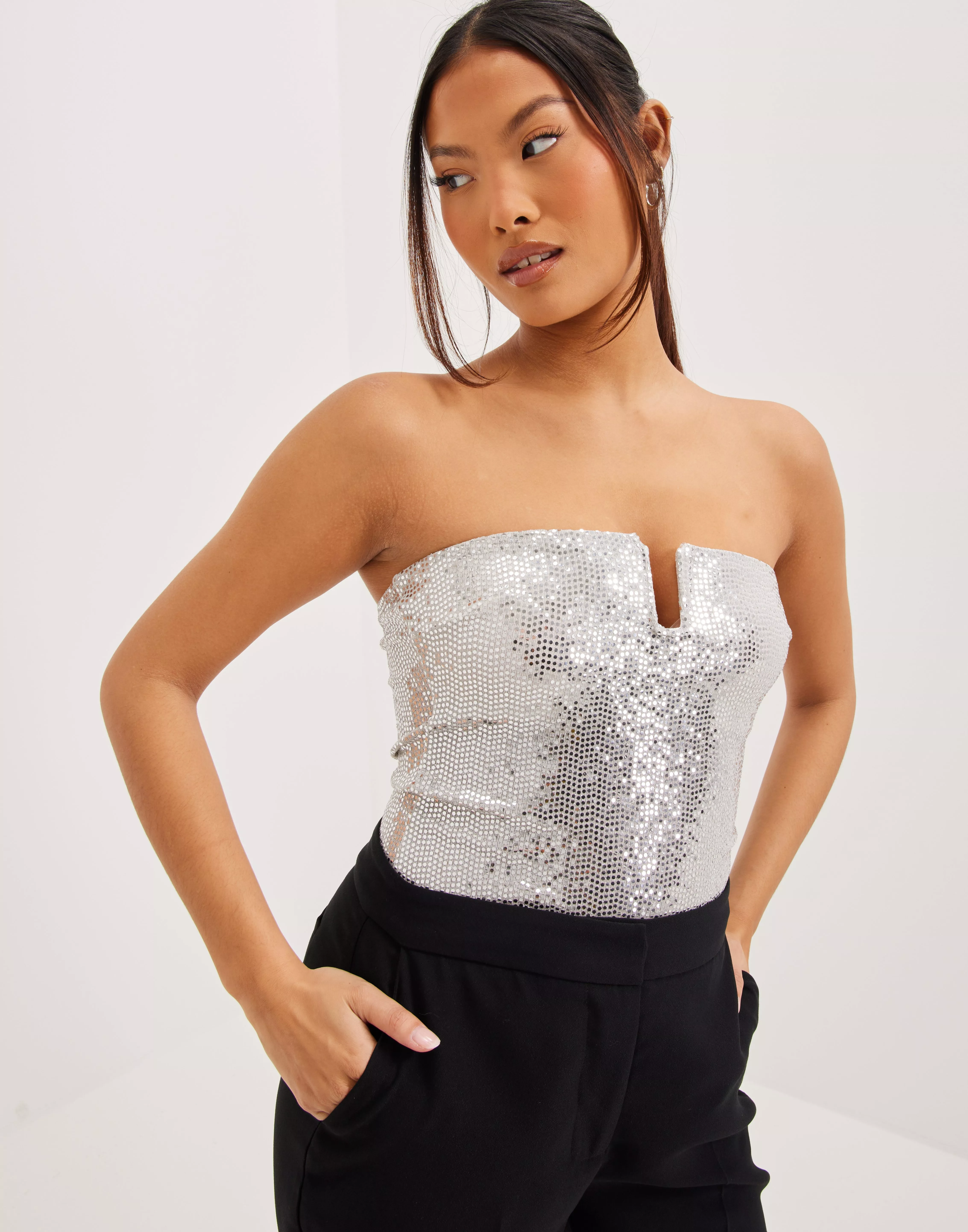 Buy Nelly Sequin Wire Body - Silver