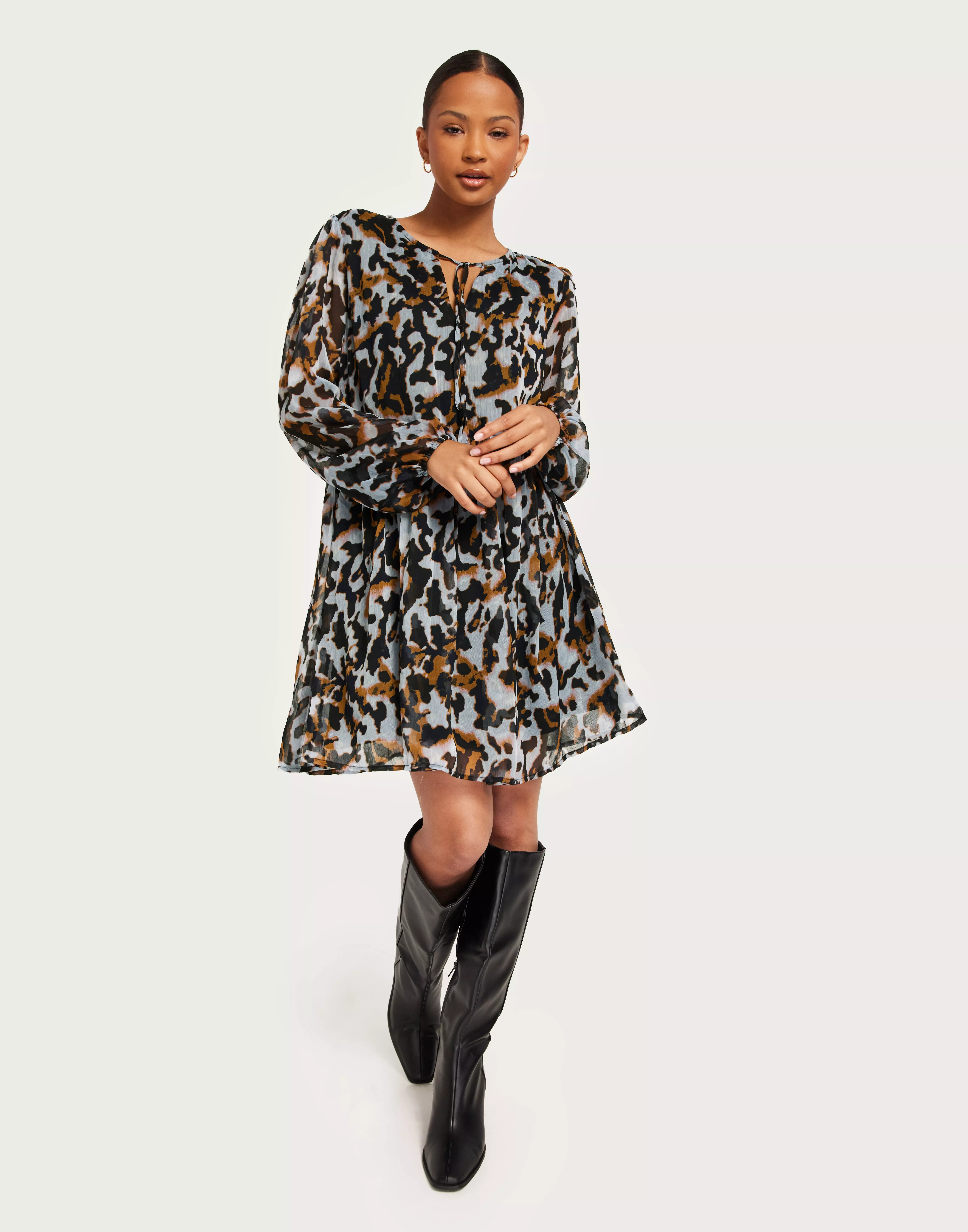 Buy JdY JDYSINA L S STRING DRESS WVN Cashmere Blue Black