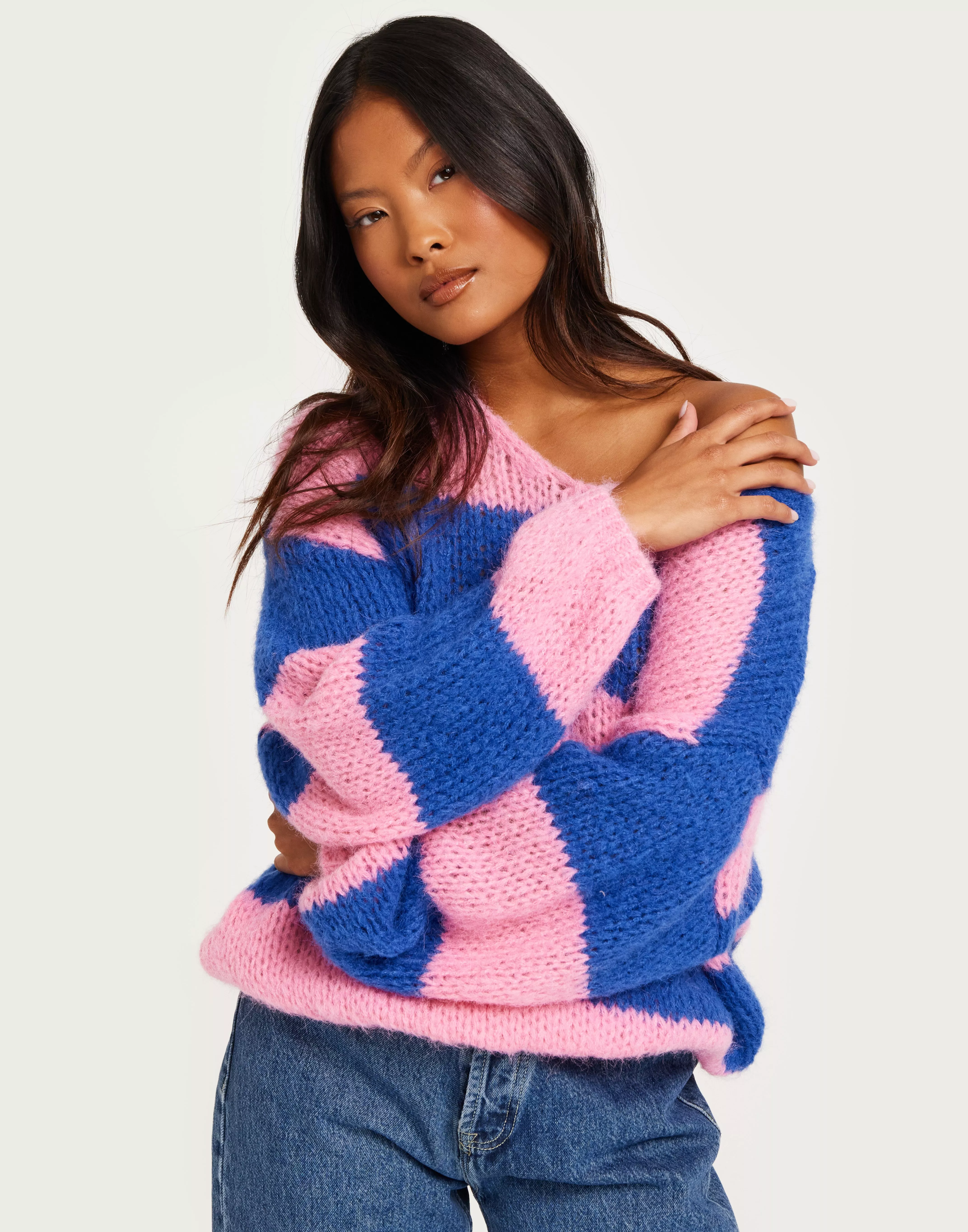 Pink 2025 blue sweater