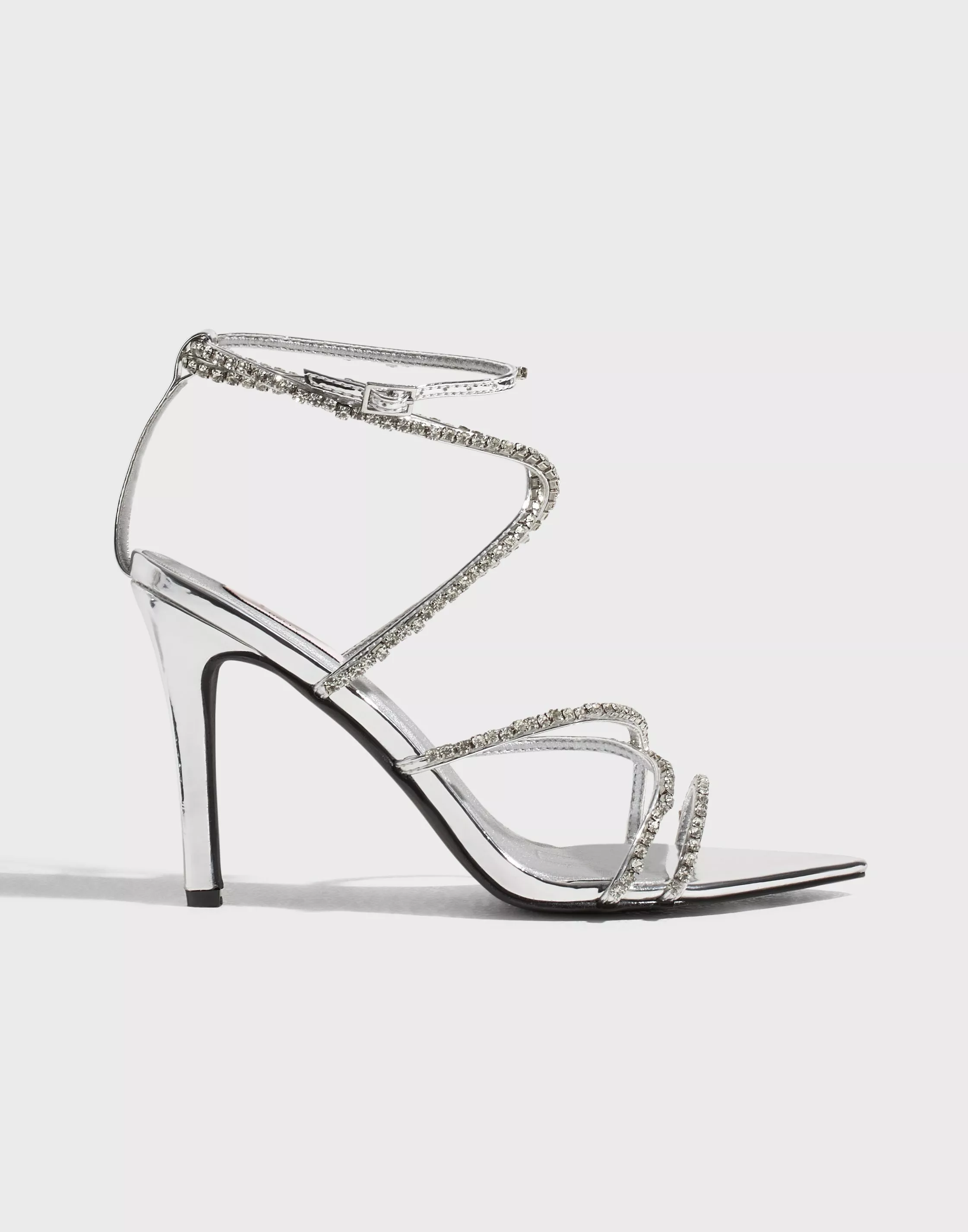 Silver strappy hot sale stiletto heels