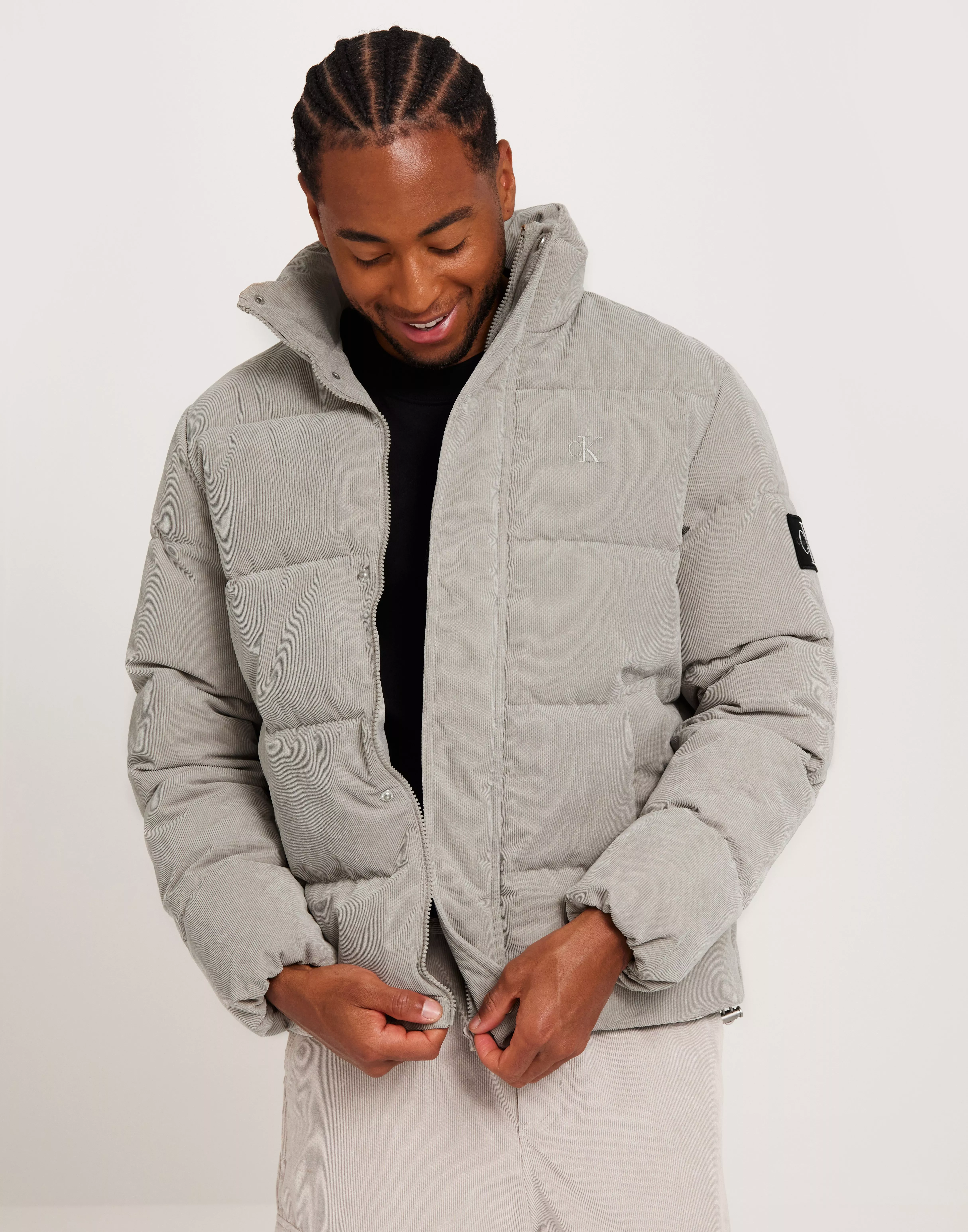 Calvin Klein Jeans Oversized Corduroy Puffer Jacket Grey