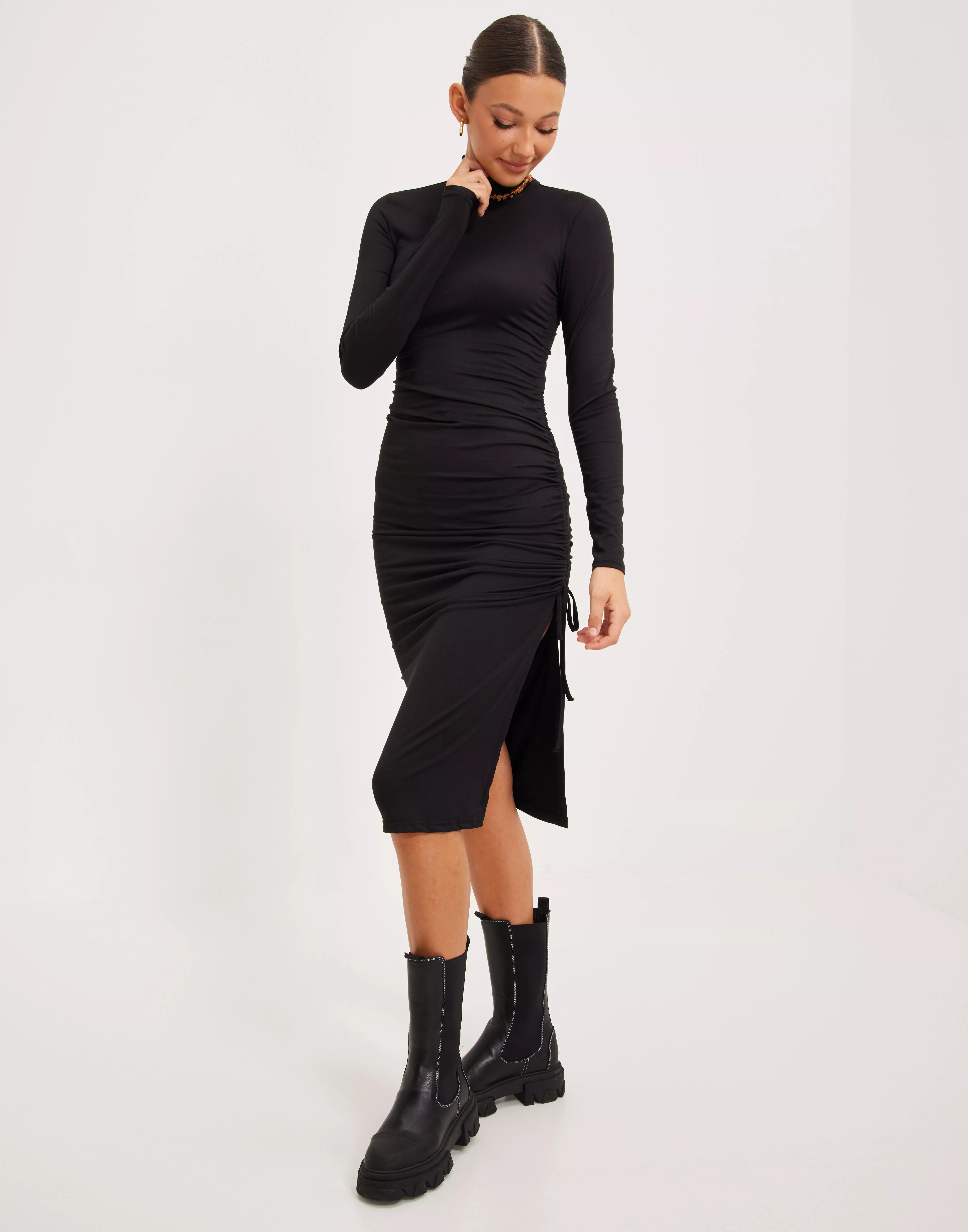 PCNALA HIGH NECK LS DRESS BC