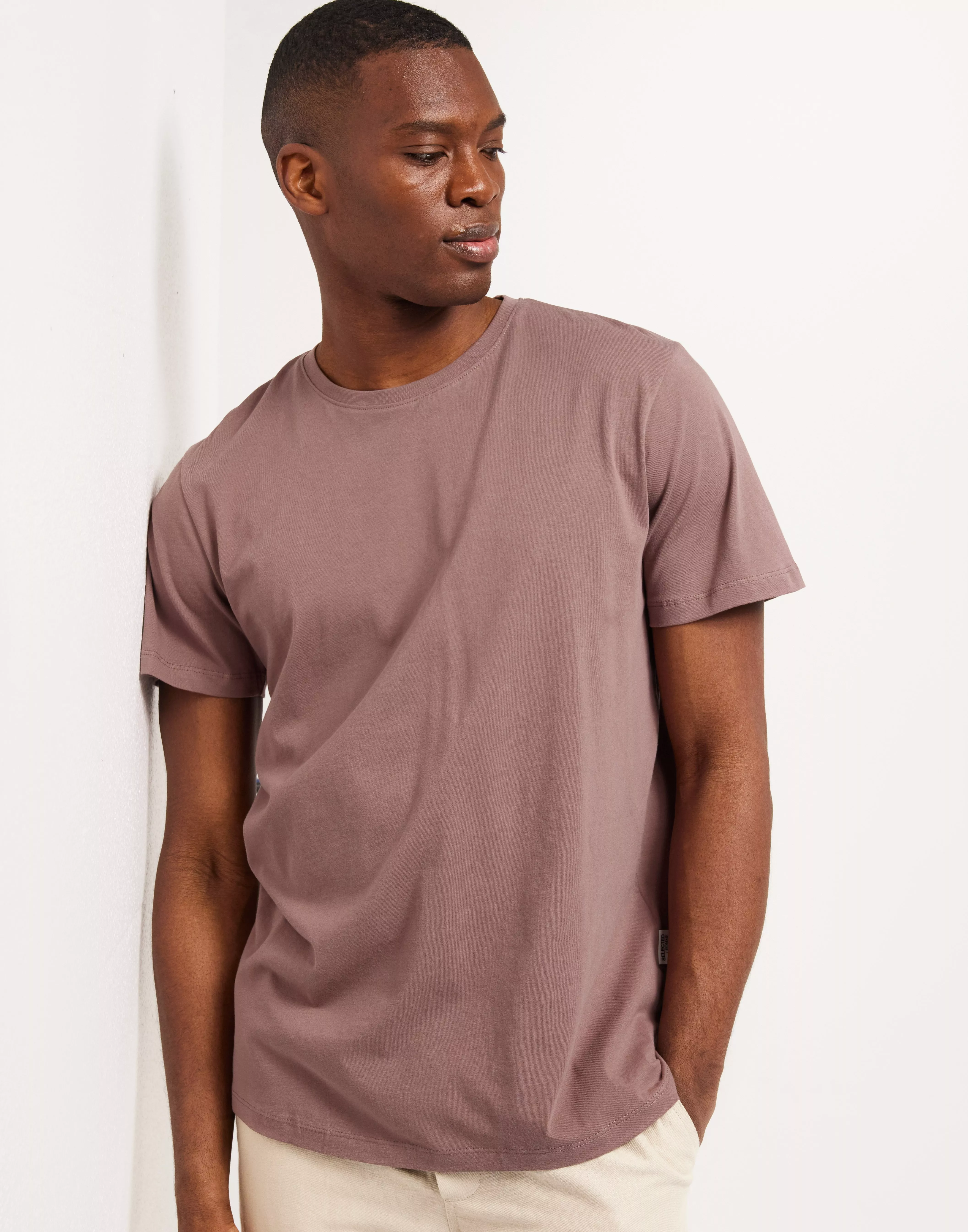 Buy Selected Homme SLHASPEN SS O NECK TEE NOOS Twilight Mauve