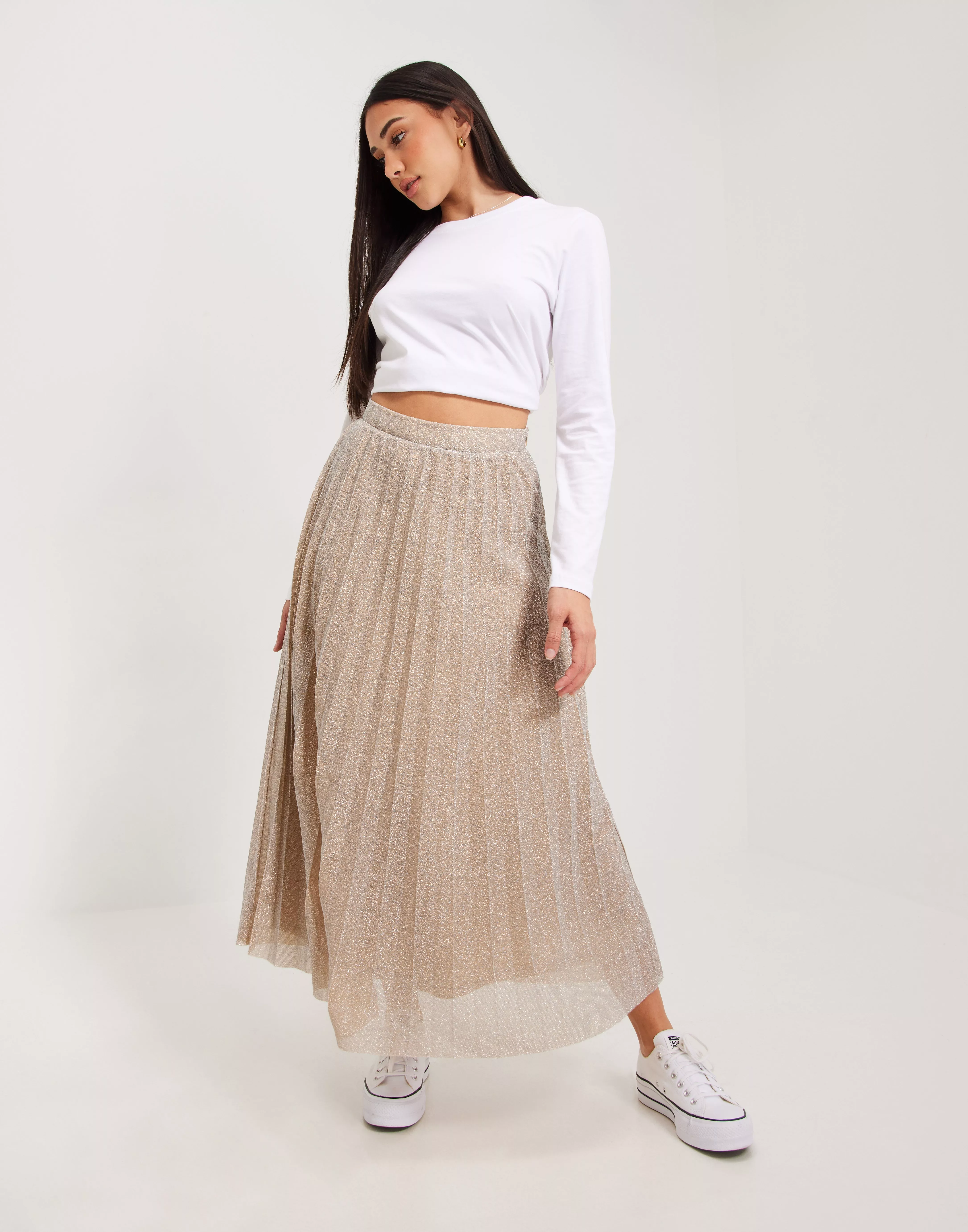 Long pleated glitter clearance skirt