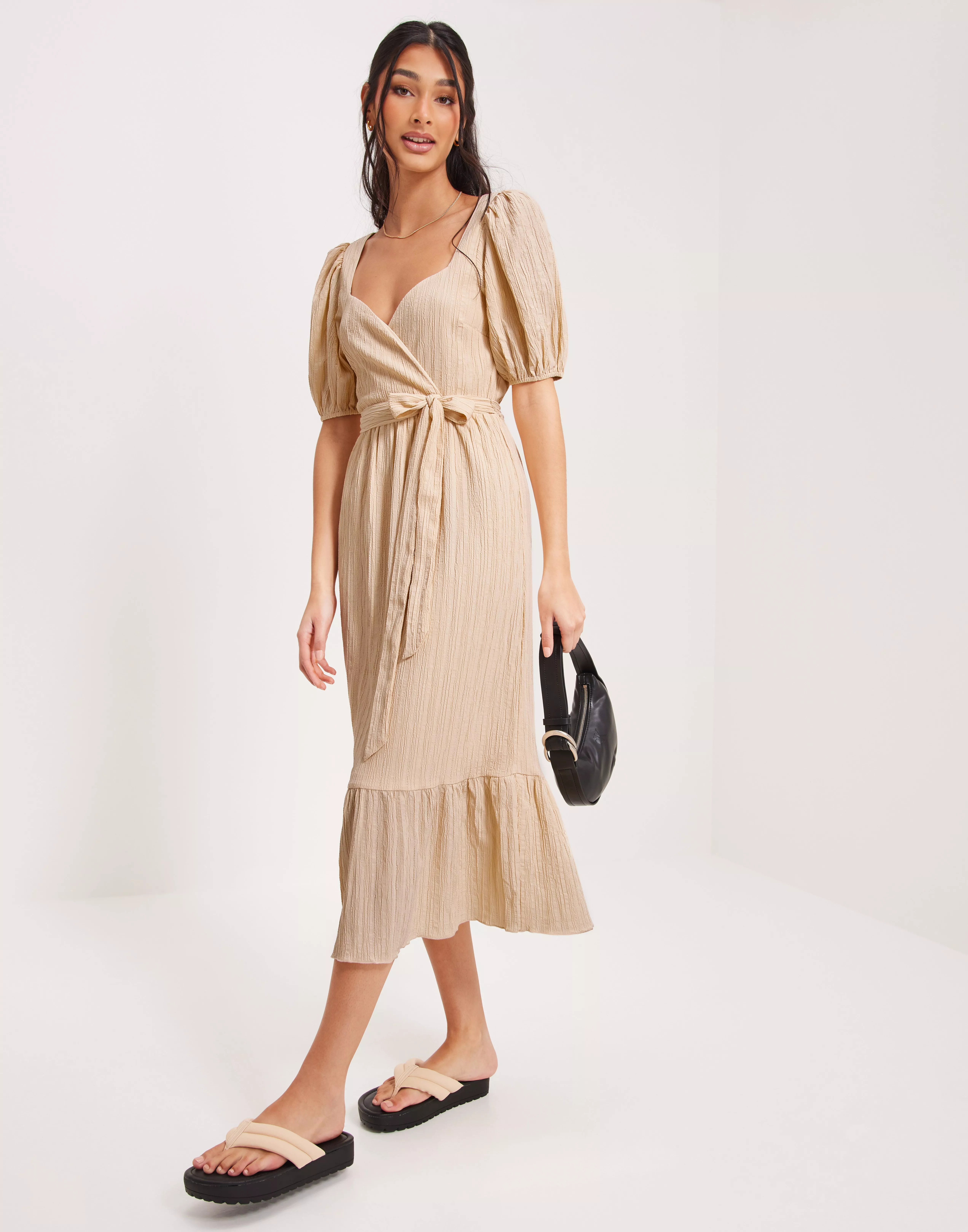 Nelly Nude Maternity Cami Midi Dress with Twist Plunge – Club L London - USA