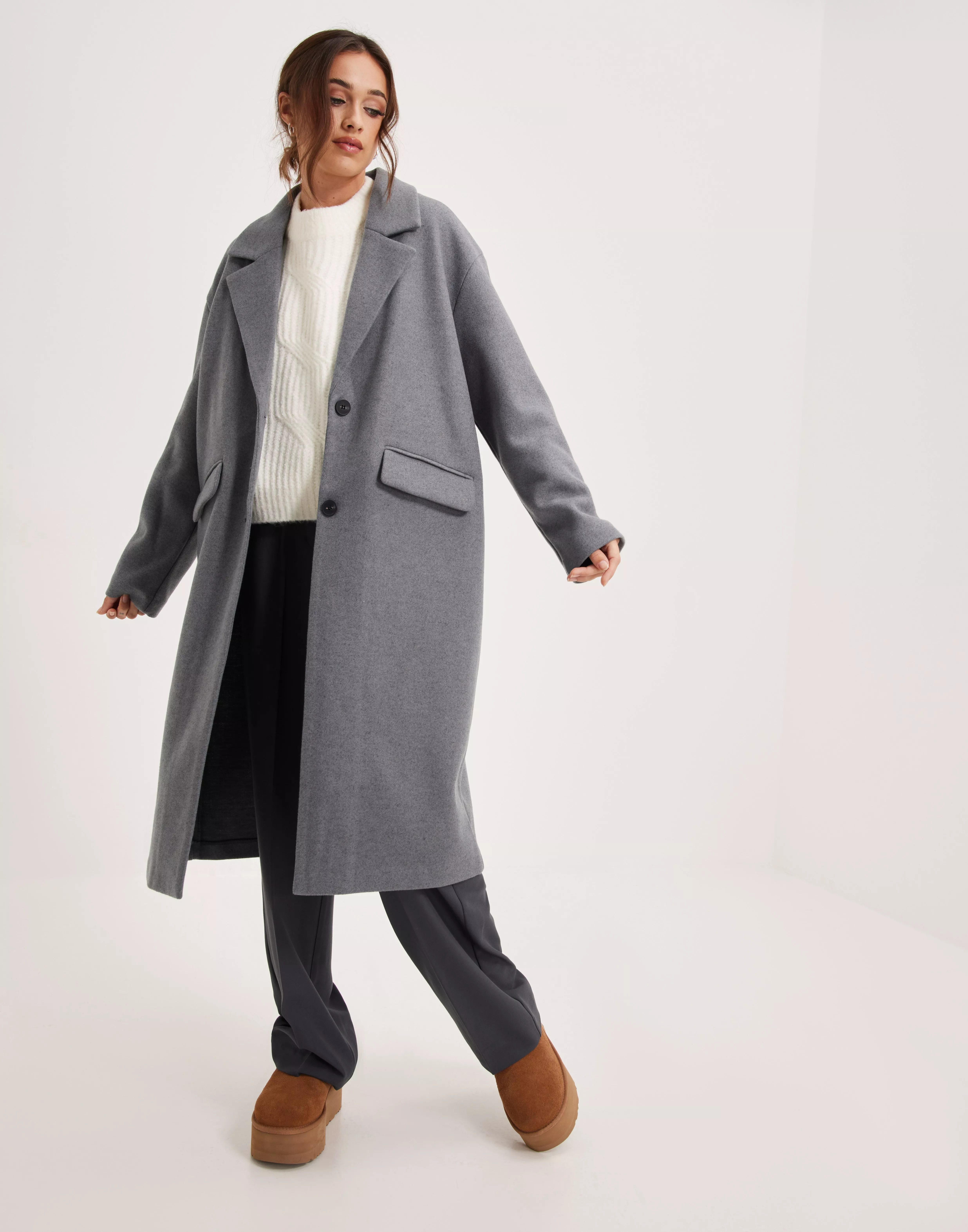 Buy Only ONLMALIA L/S LOOSE COAT CC PNT - Medium Grey Melange Melange