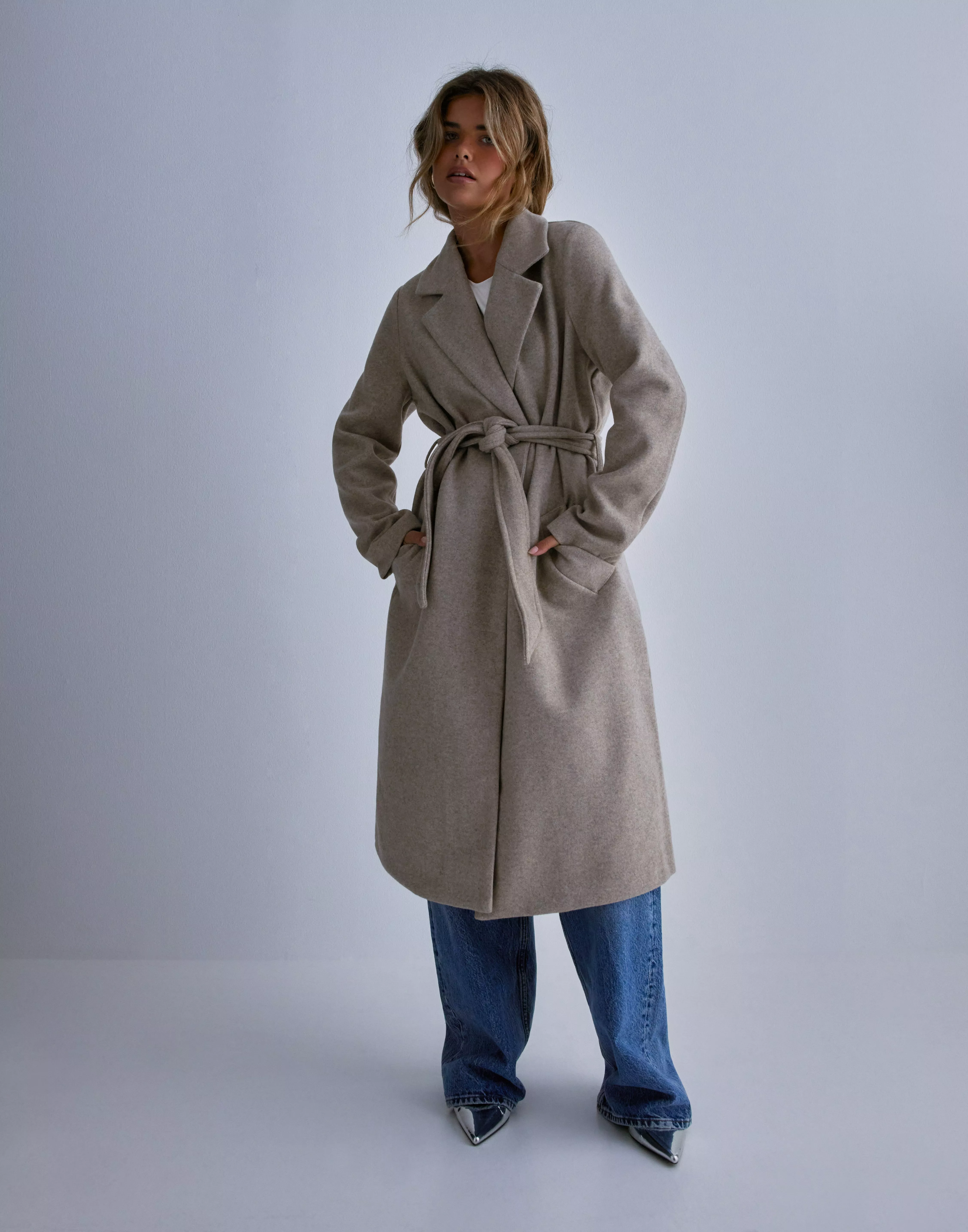 Vero Moda VMHAZEL LONG COAT - Classic coat - silver mink/melange