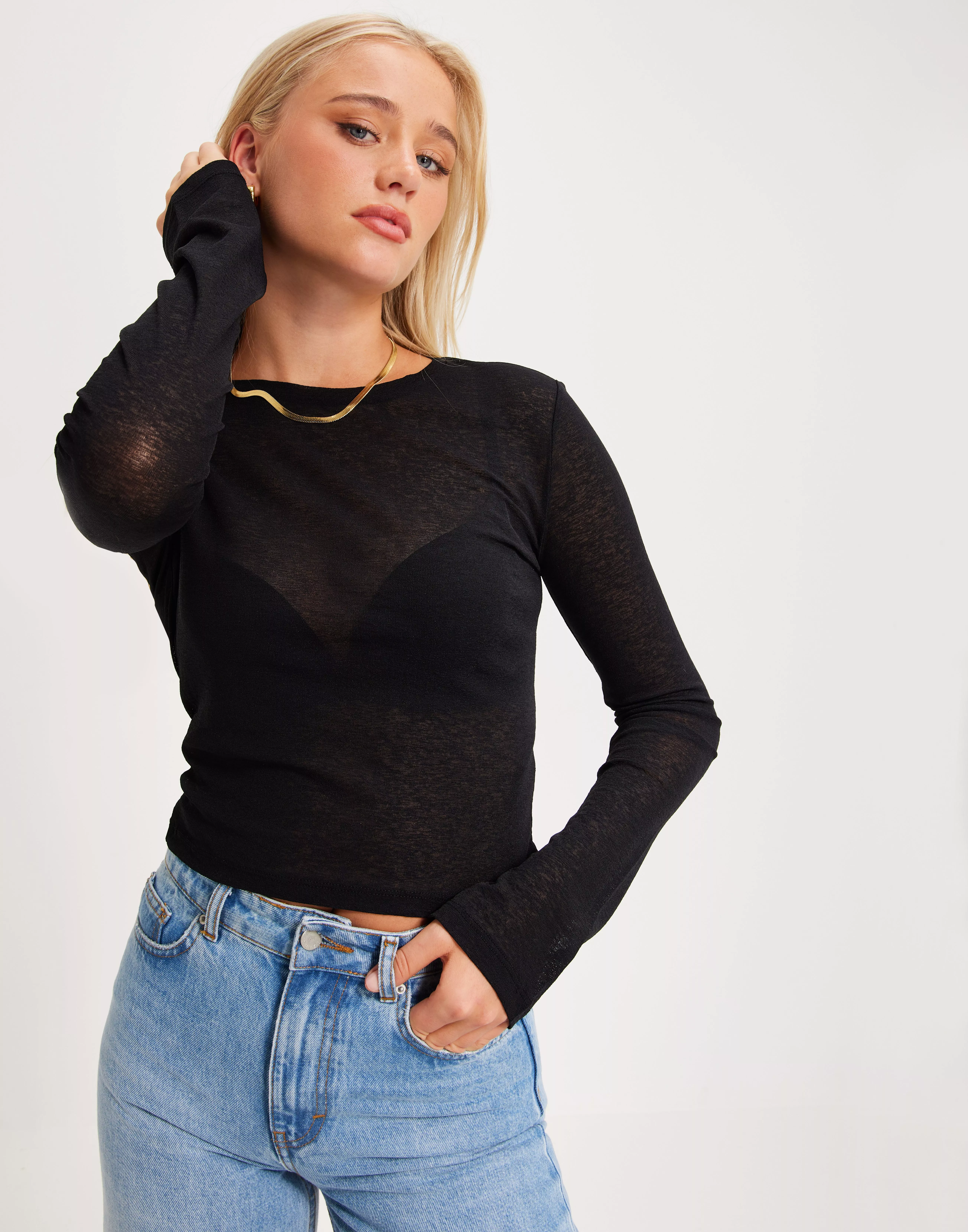 Buy Nelly Perfect Sheer Top - Black | Nelly.com