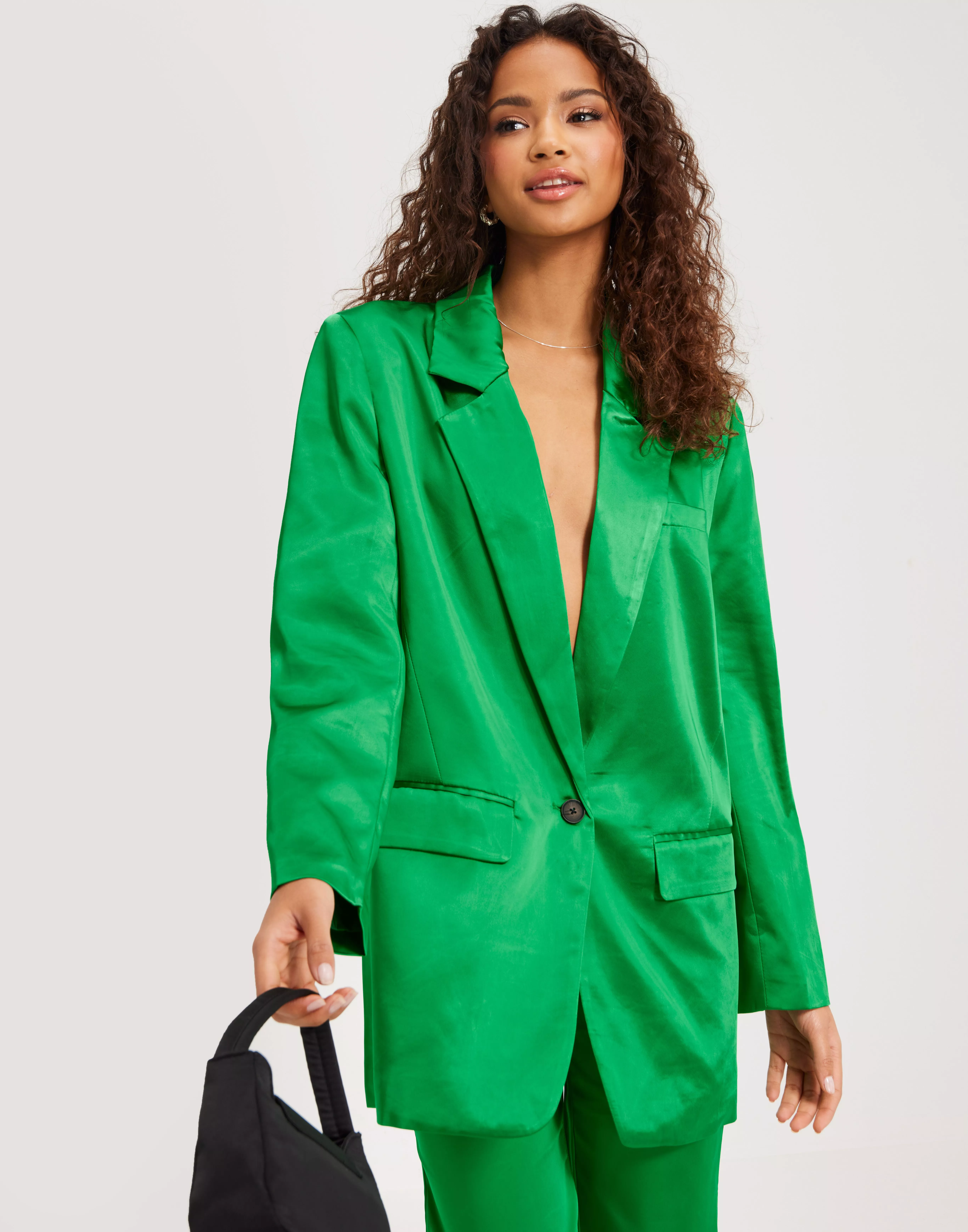 Green shop satin blazer