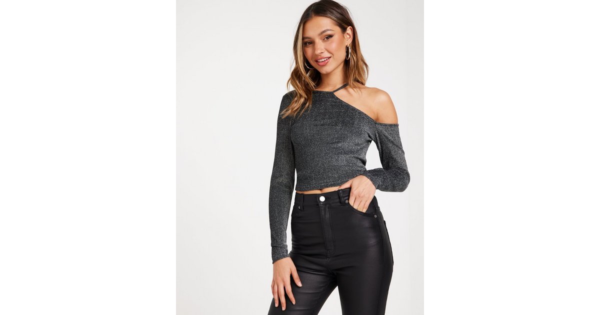 Buy Only ONLRICH L/S GLITTER TOP BOX JRS - Black Silver Metallic +