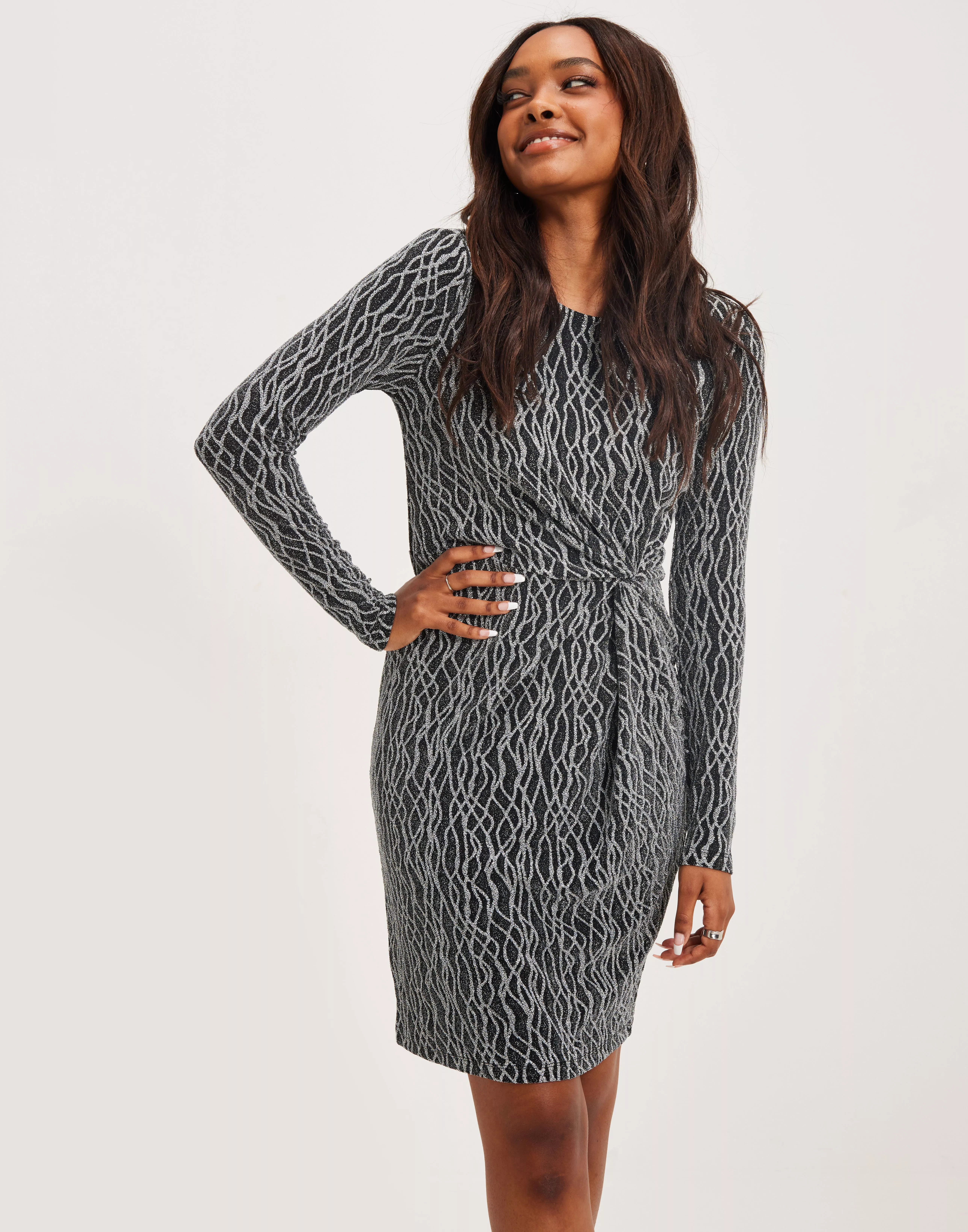 Buy Vero Moda LS ABK KNOT DRESS JRS - Black Silver |