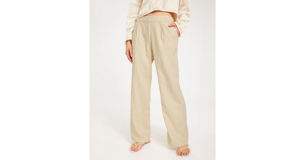 Buy JdY JDYSAY LINEN WIDE PANT WVN - Oatmeal Melange | Nelly.com