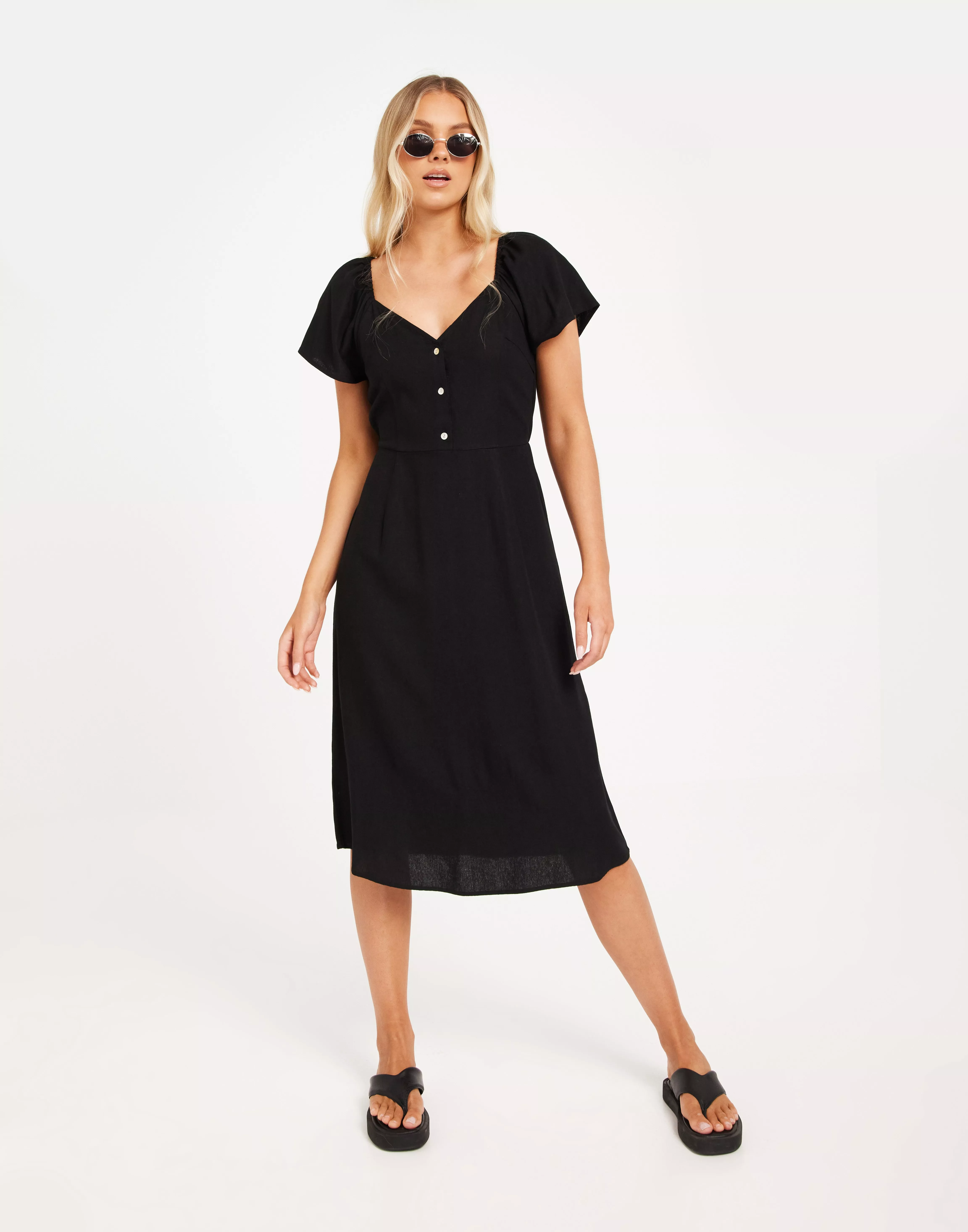 Buy Vero Moda VMMYMILO SS CALF DRESS WVN GA - Black