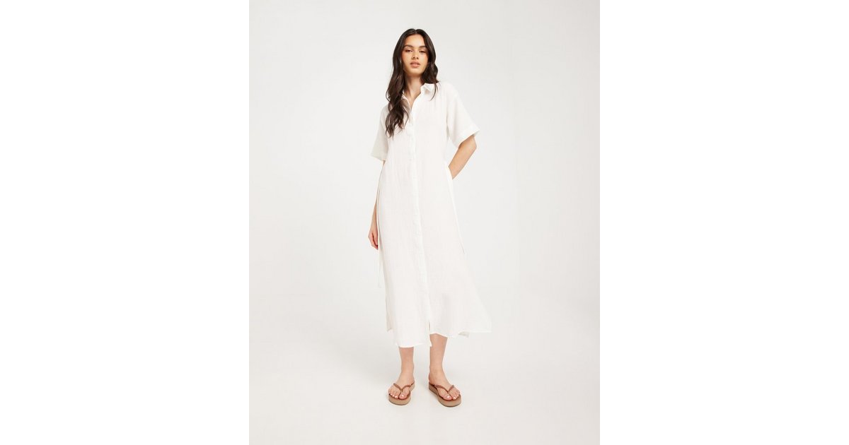 Buy Vero Moda VMNATALI NIA 2/4 CALF SHIRT DRESS W - Snow White | Nelly.com