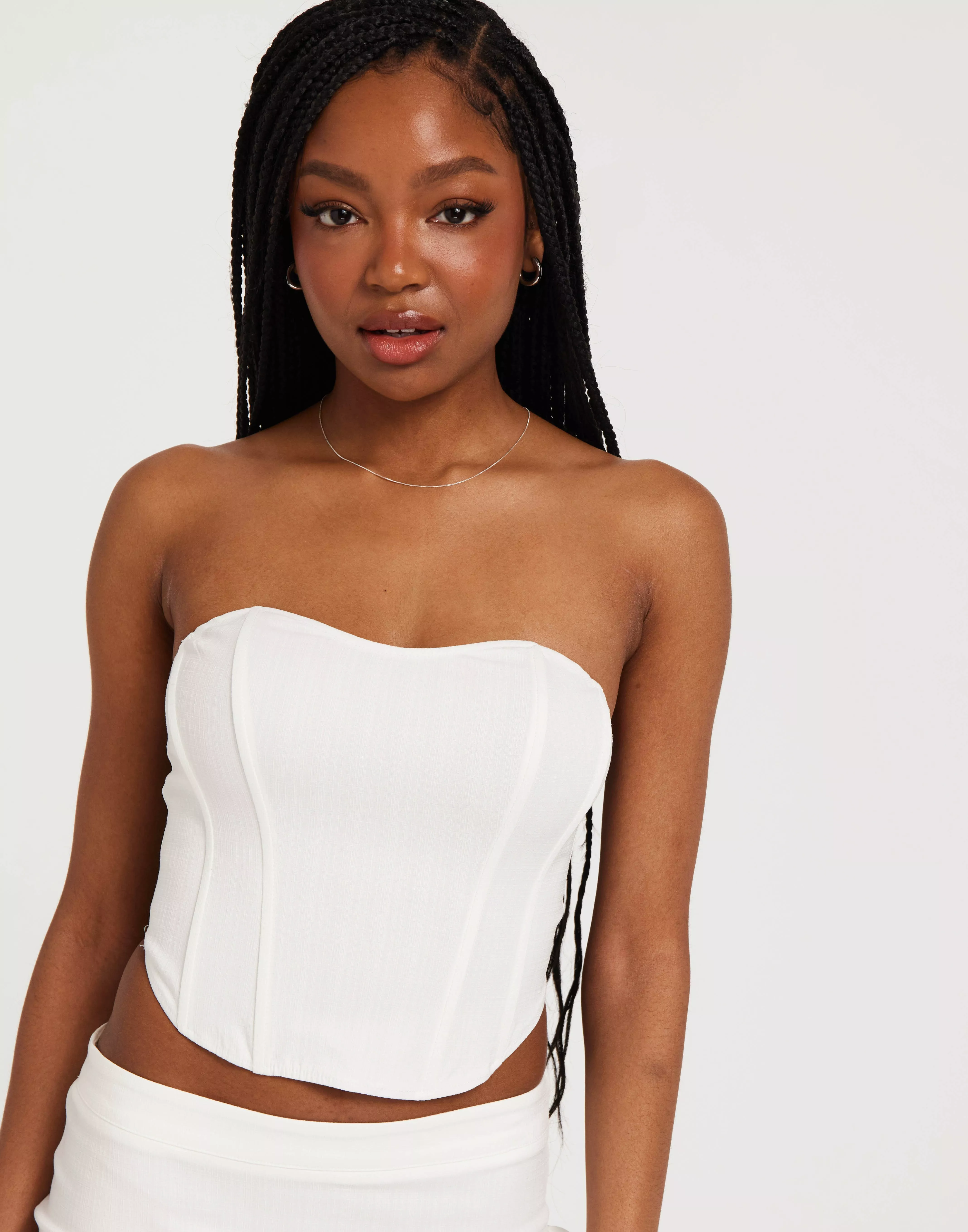 Vero Moda Corset Top In Cream - Part Of A Set-white