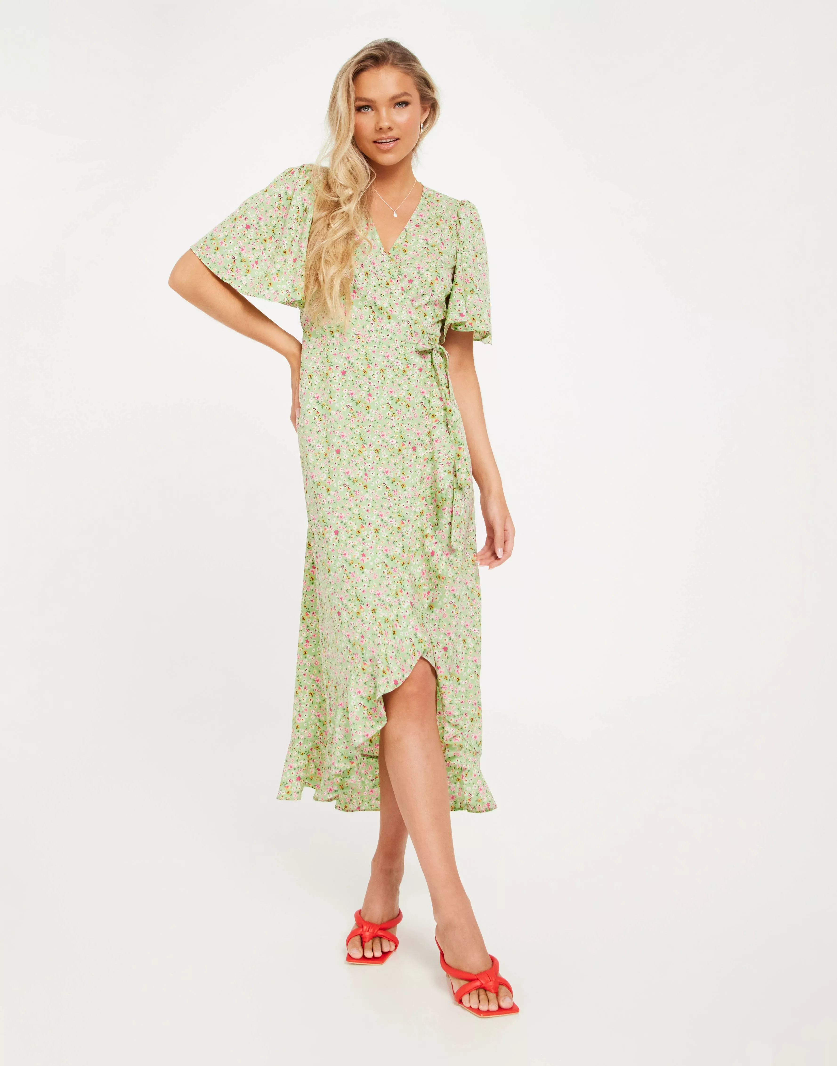 Vero moda henna store wrap dress